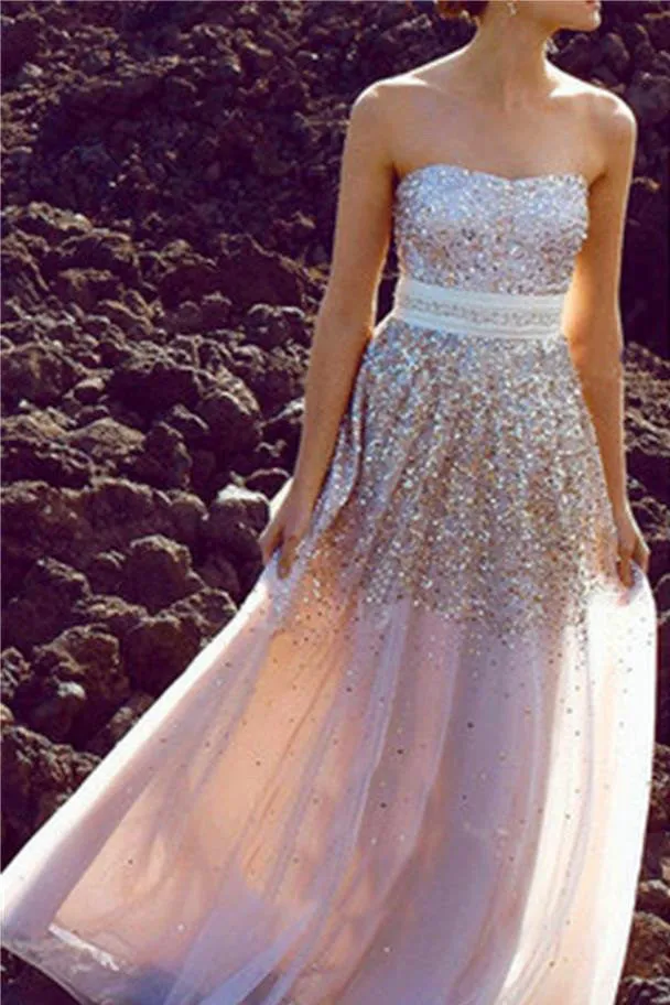 Glittering Strapless Prom Dresses,Shiny Prom Dresses,Party Dresses,Cocktail Prom Dresses,SVD400