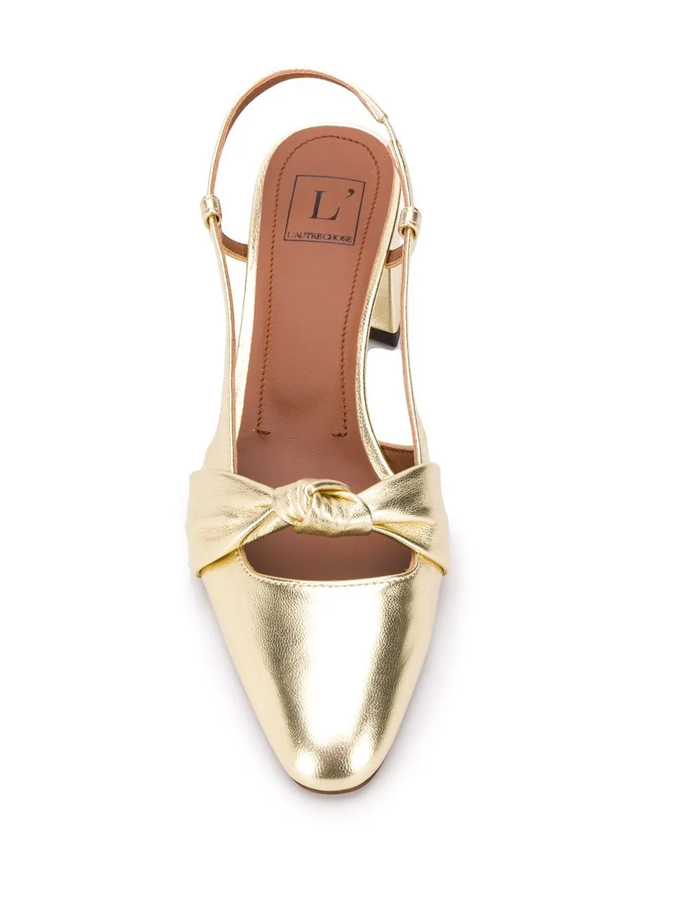 Gold Leather Slingback Shoes