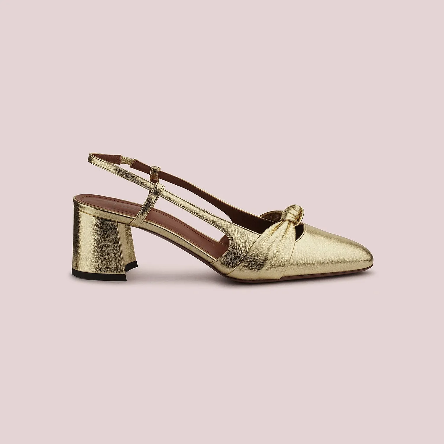 Gold Leather Slingback Shoes