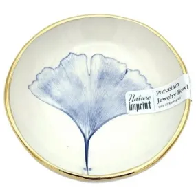 Gold Rimmed Ring Dish - Ginkgo Leaf