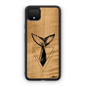 Google Pixel 6, 6Pro, 5A Wooden Case - Whale Tail Design | Anigre Wood |Lightweight, Hand Crafted, Carved Phone Case