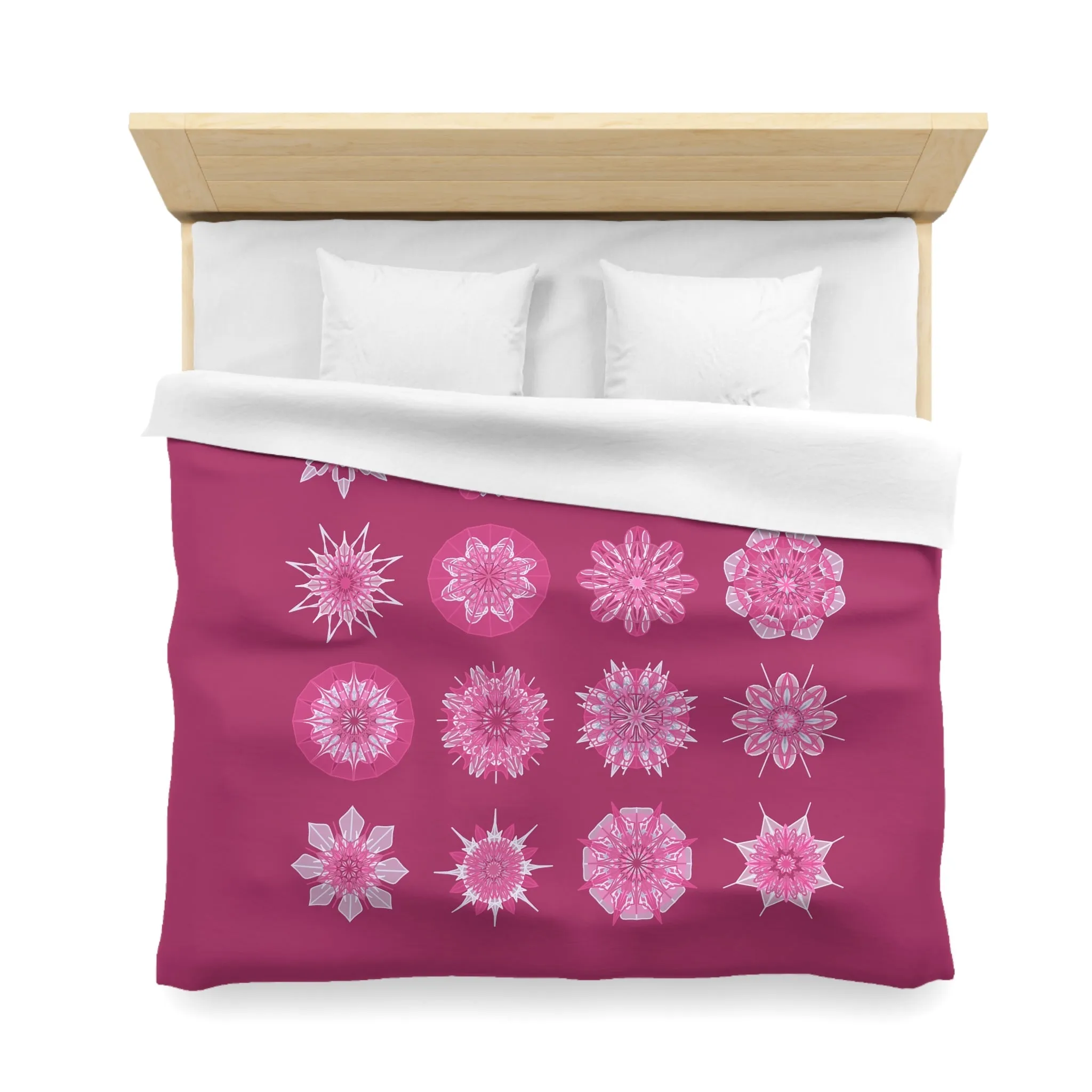 Handmade Mandala Art Microfiber Duvet Cover - Dark Hot Pink