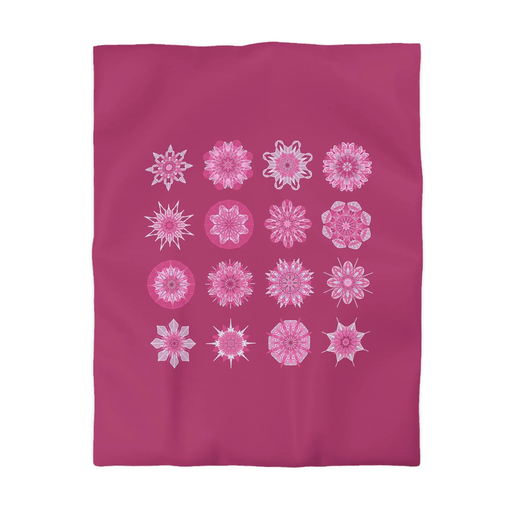 Handmade Mandala Art Microfiber Duvet Cover - Dark Hot Pink