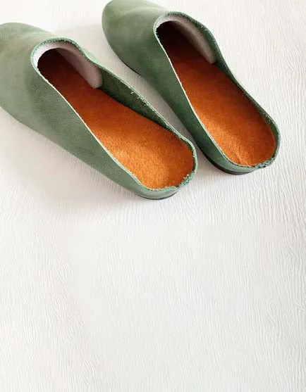 Handmade Retro Soft Leather Flat Slippers