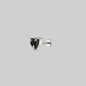 HEART & SOUL. Black Spinel Heart Stud Earring - Silver