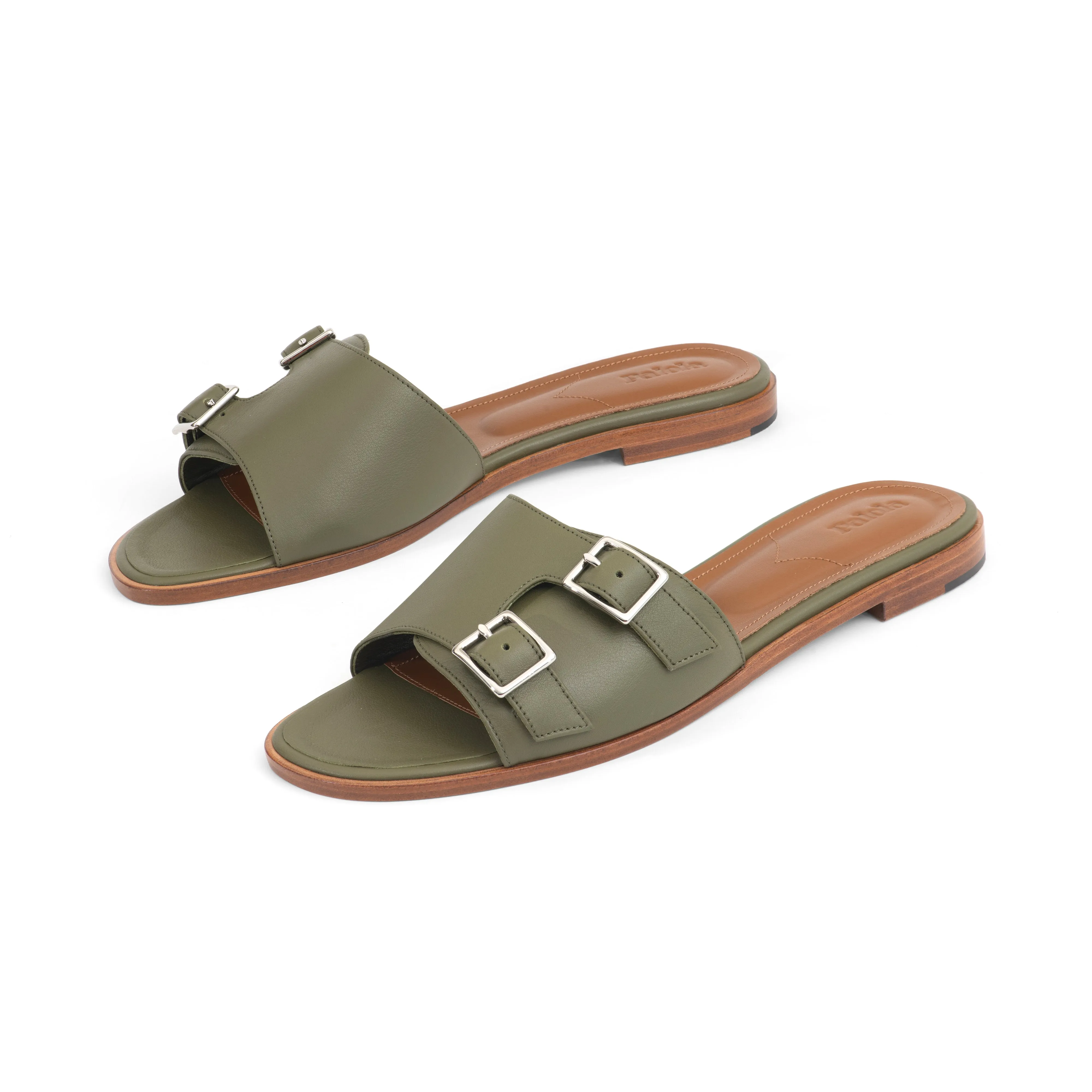 Heidi Slide in Moss Nappa Leather