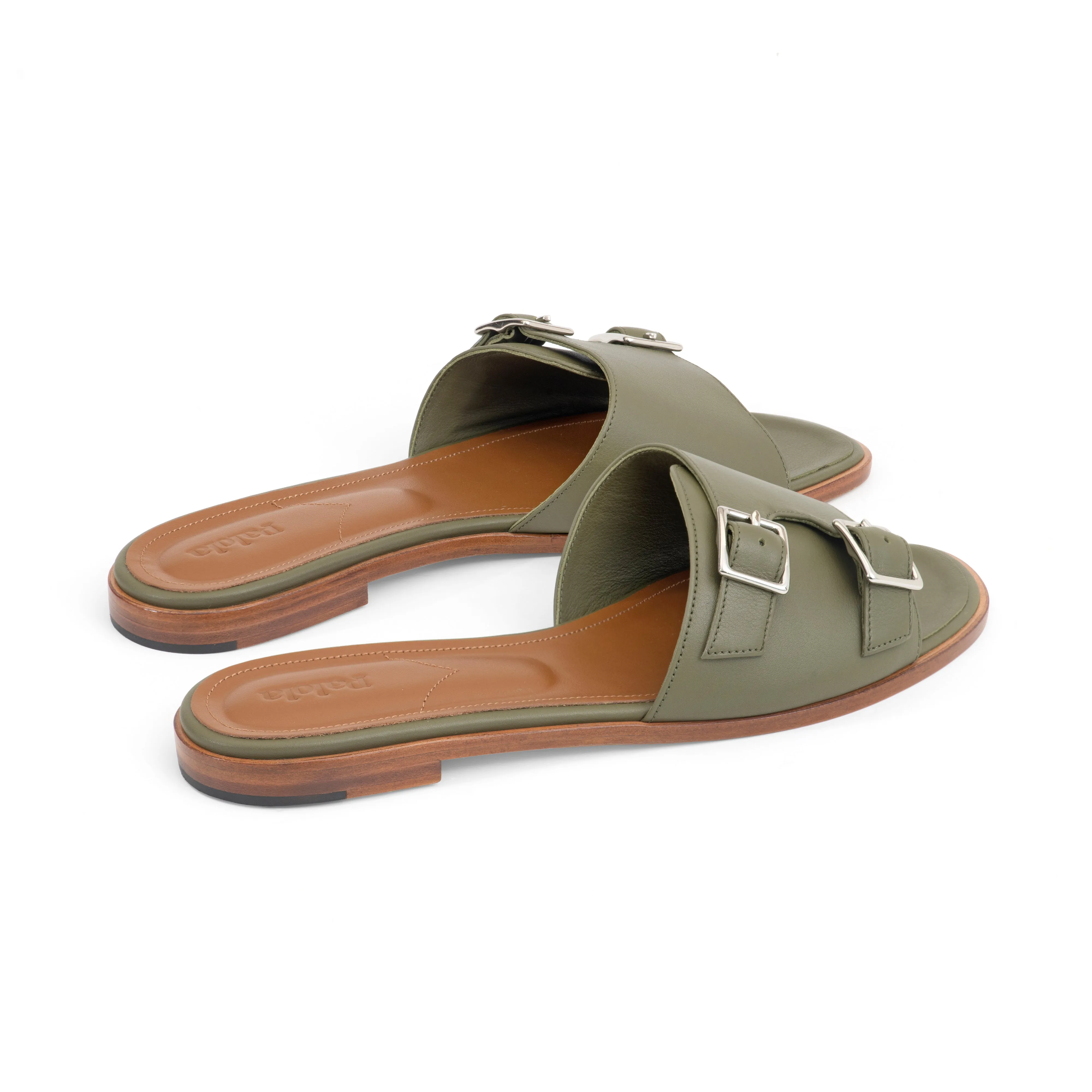 Heidi Slide in Moss Nappa Leather