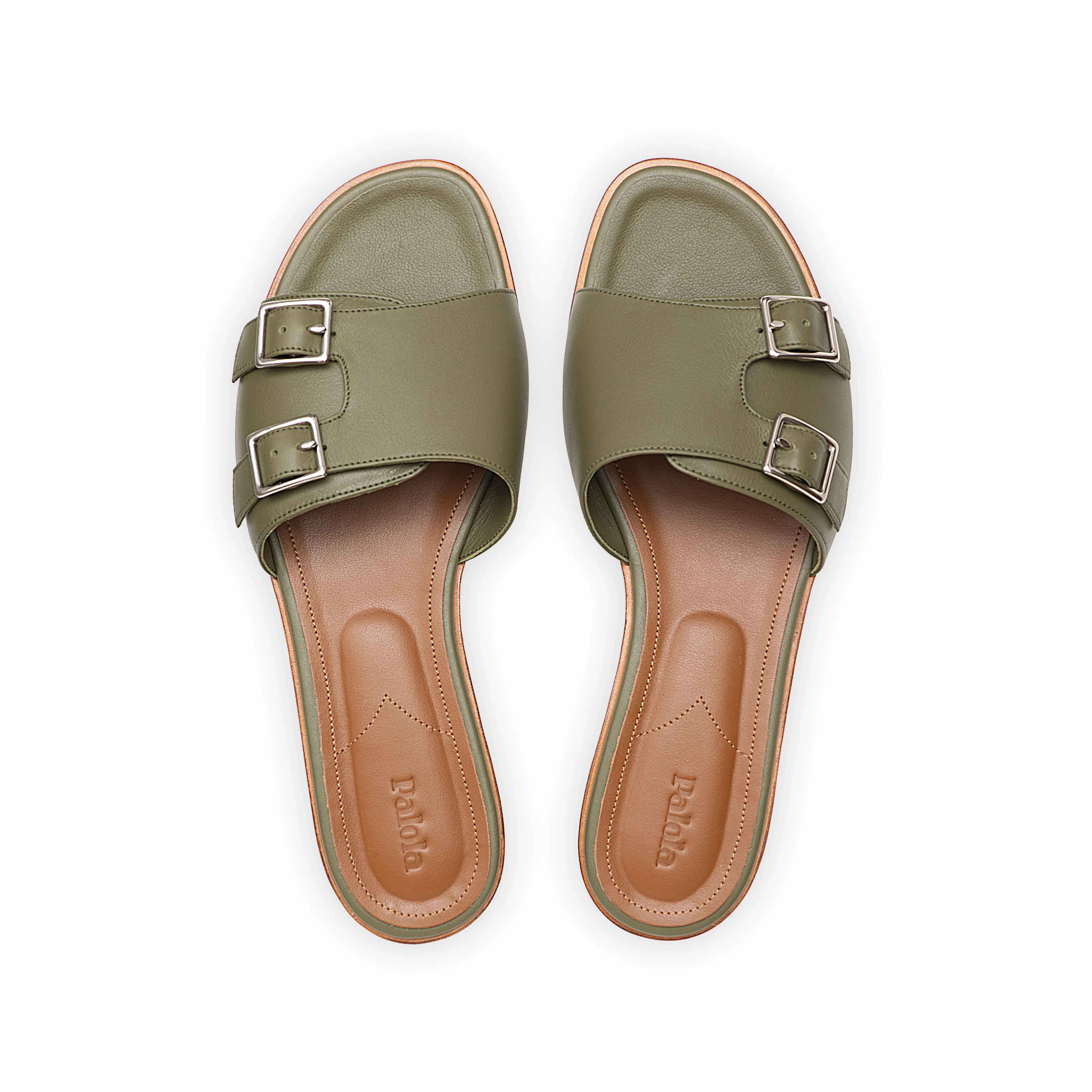 Heidi Slide in Moss Nappa Leather