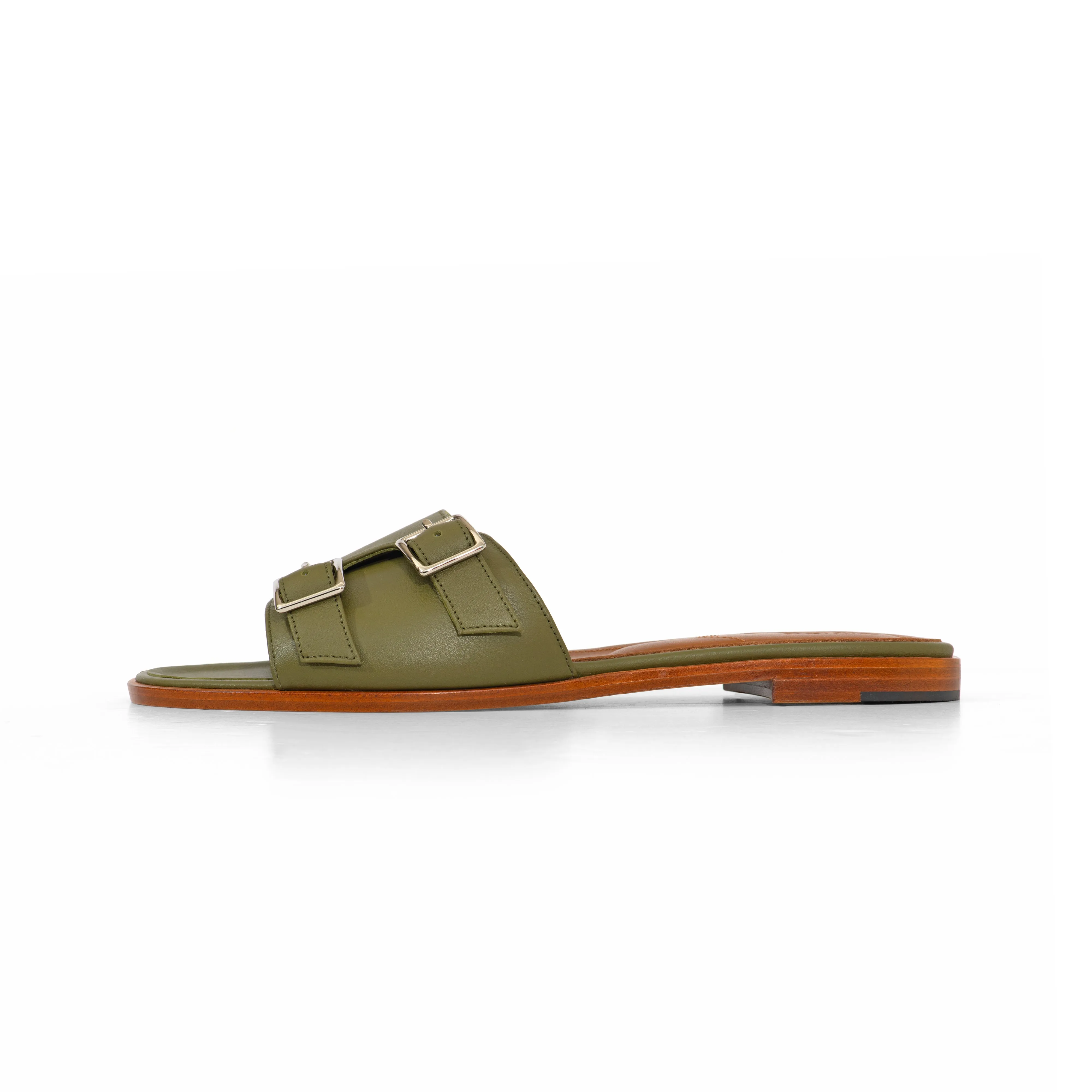 Heidi Slide in Moss Nappa Leather