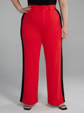 High Rise Side Stripe Straight Leg Pants