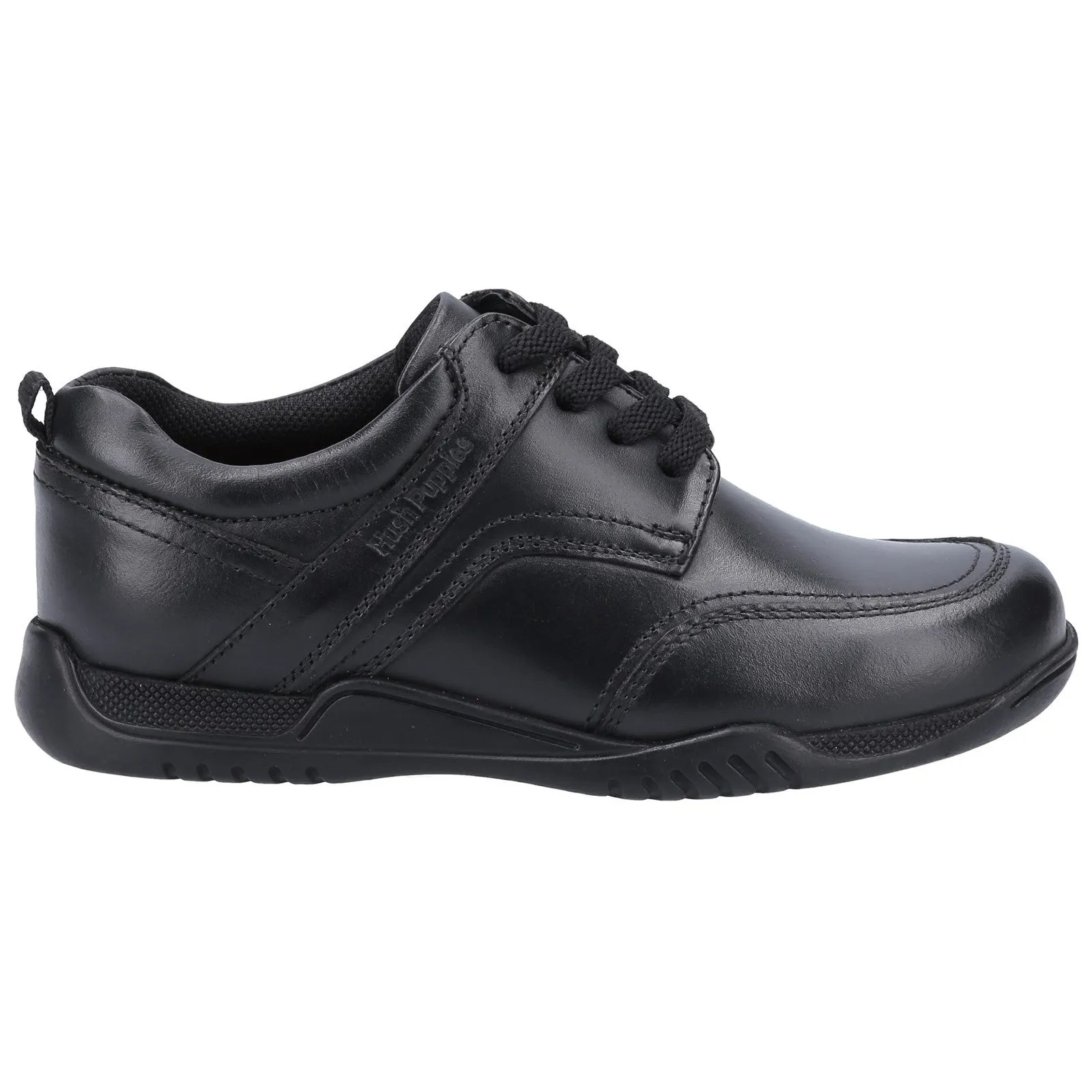 Hush Puppies Boys Harvey Leather School Shoes - Black