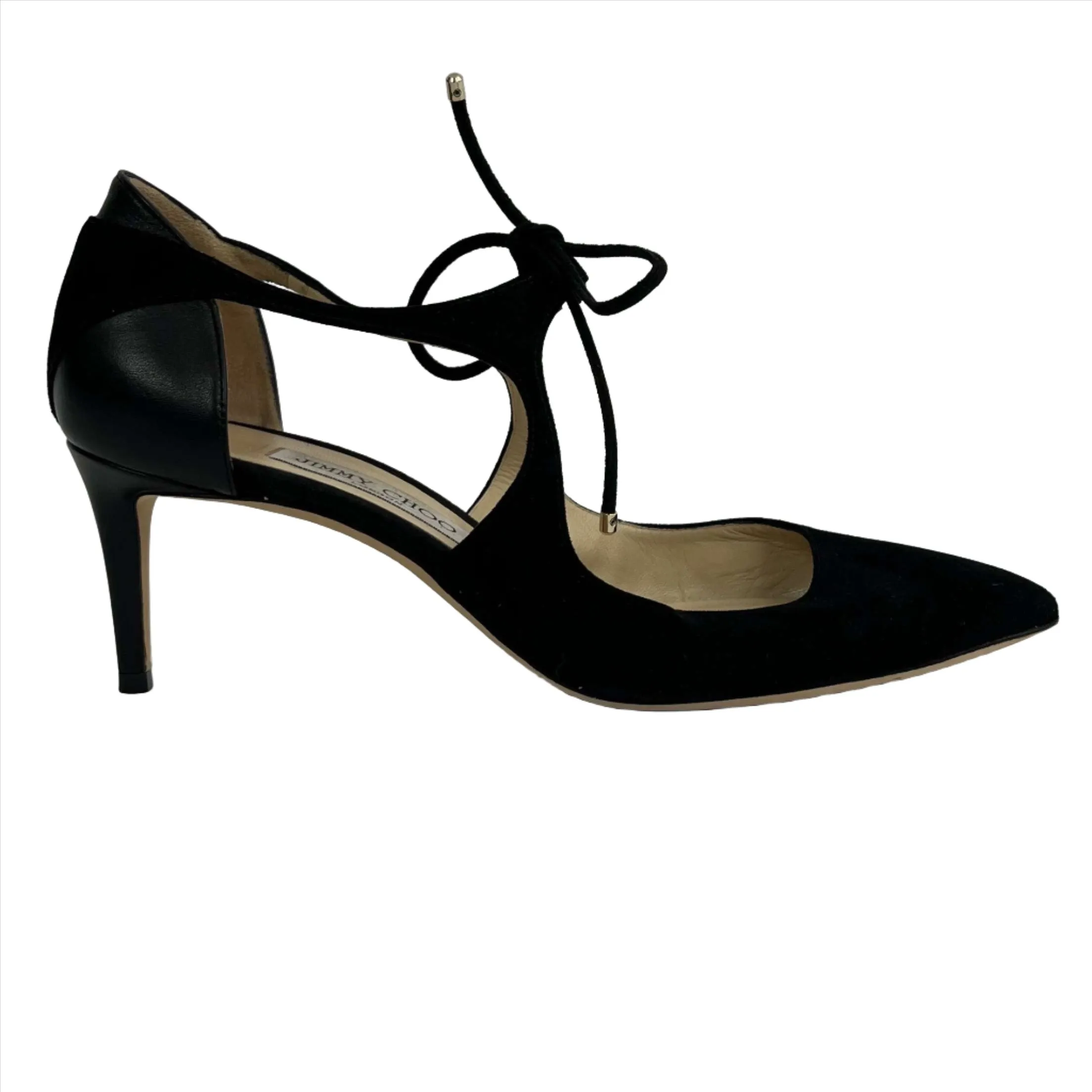 Jimmy Choo Black Suede & Leather Low Heel Pumps 40