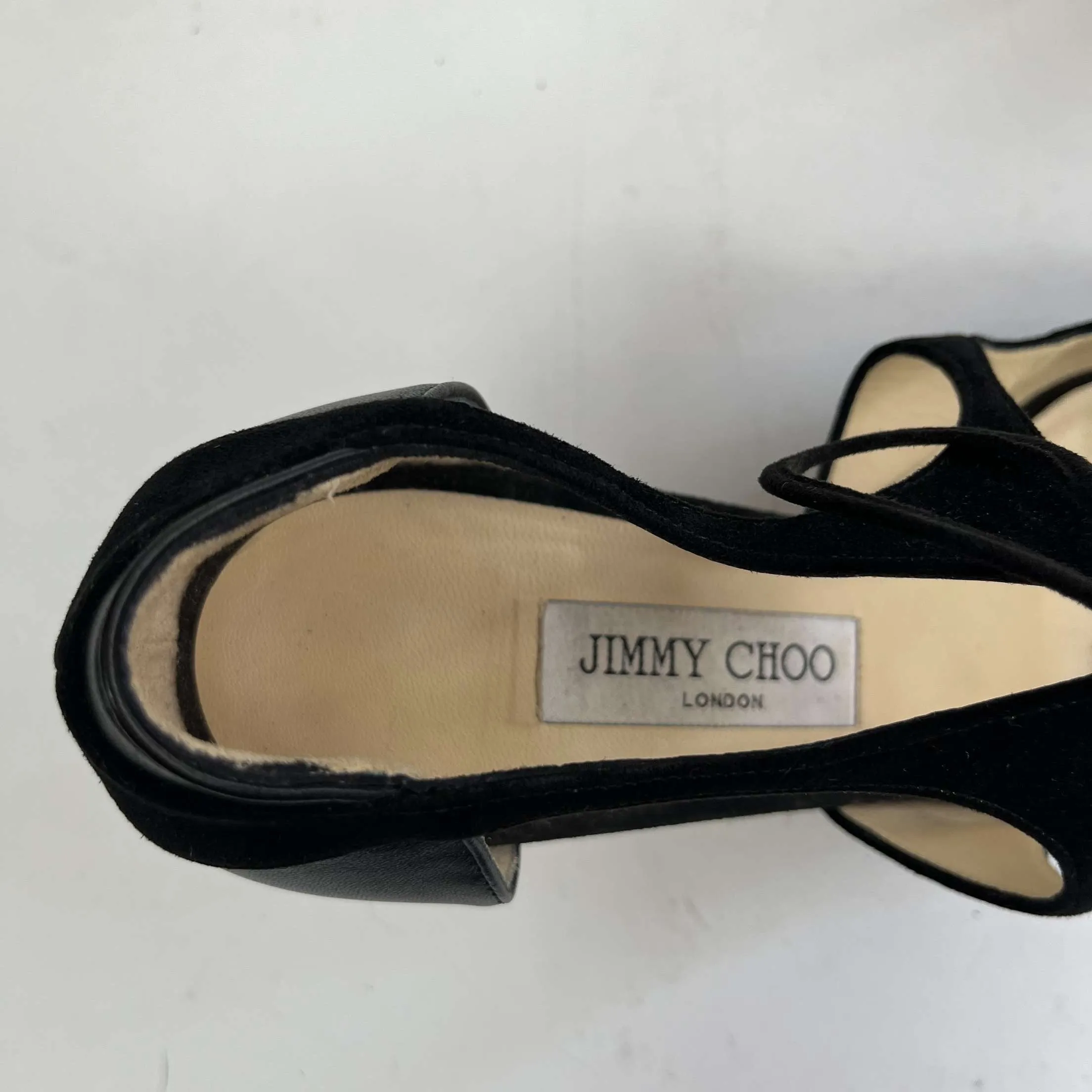 Jimmy Choo Black Suede & Leather Low Heel Pumps 40