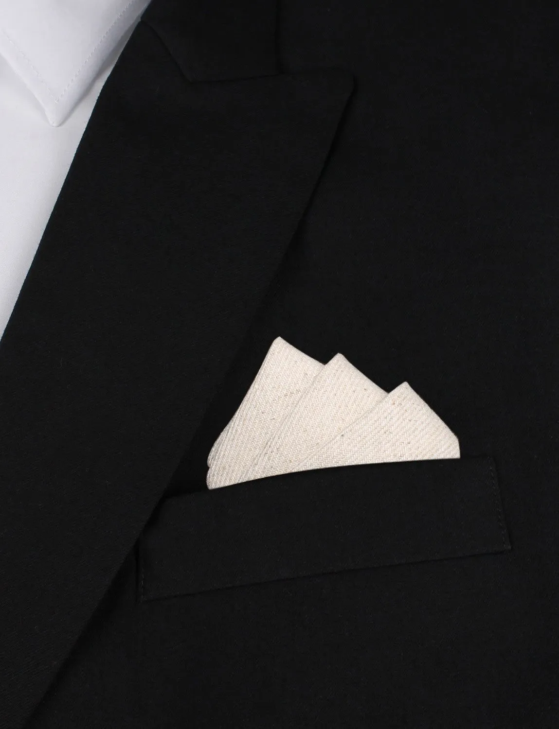 Khaki Twill Stripe Linen Pocket Square