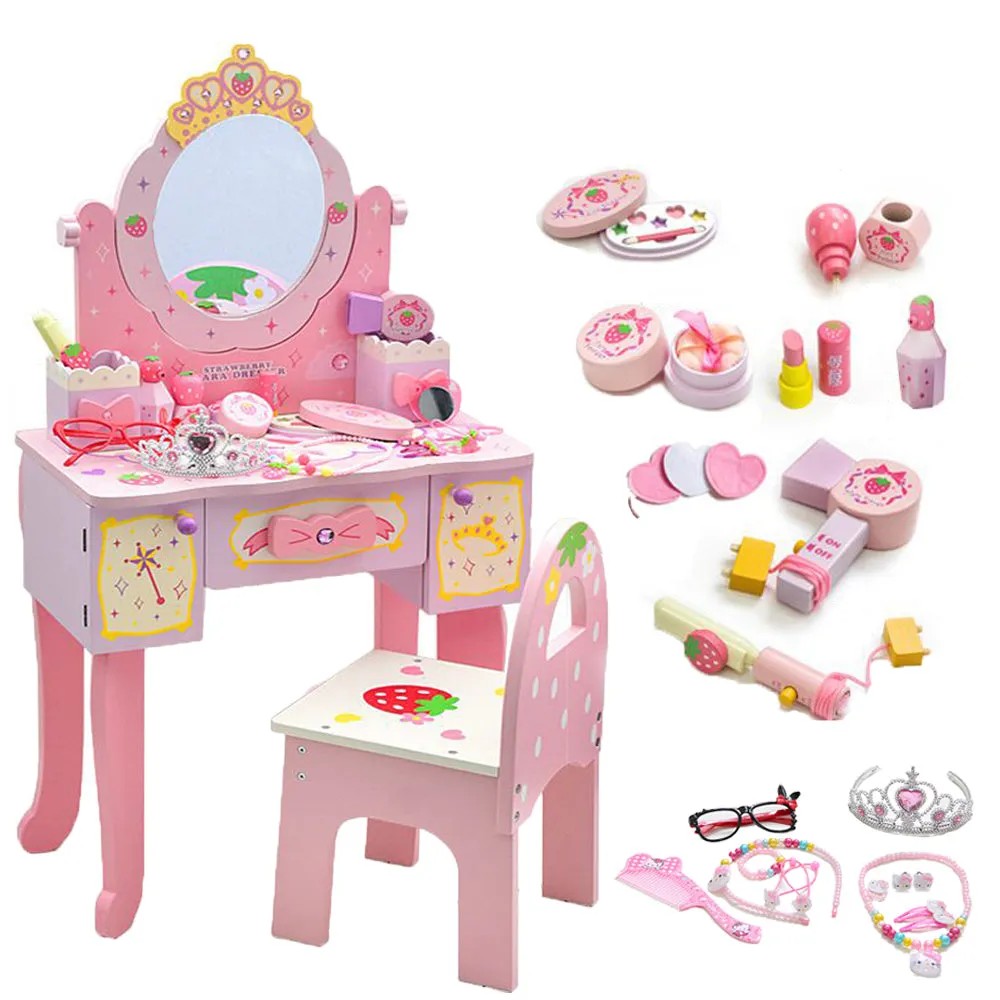 Kids Dressing Table chair set pretend play dressing table featuring mirror drawer kids wooden dressing table set