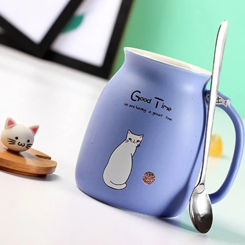 Kitty Kup Mug Ceramic Coffee Cup with Lovely Kitty Wooden Lid