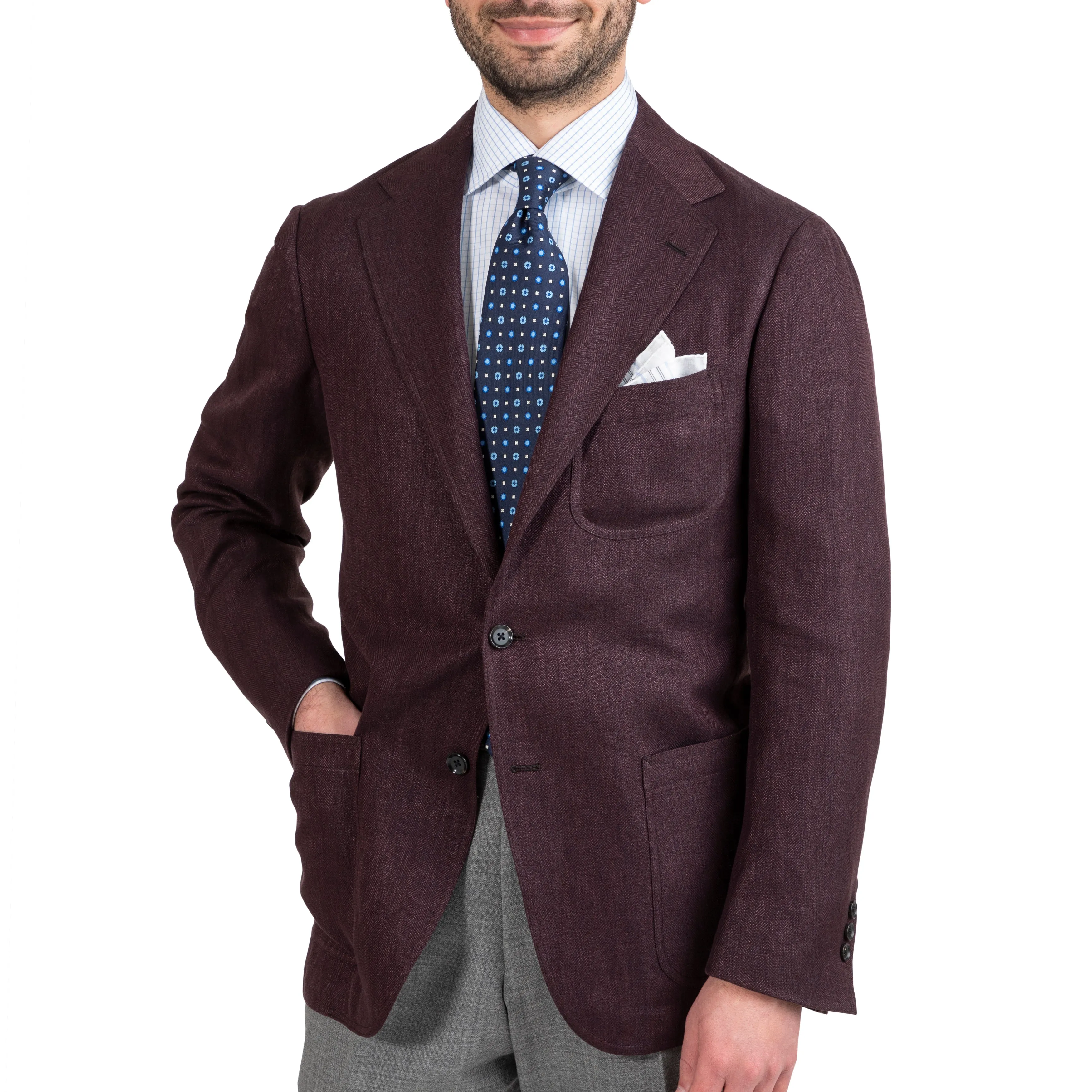 Linen/Wool/Silk Herringbone Model 12 Sport Coat