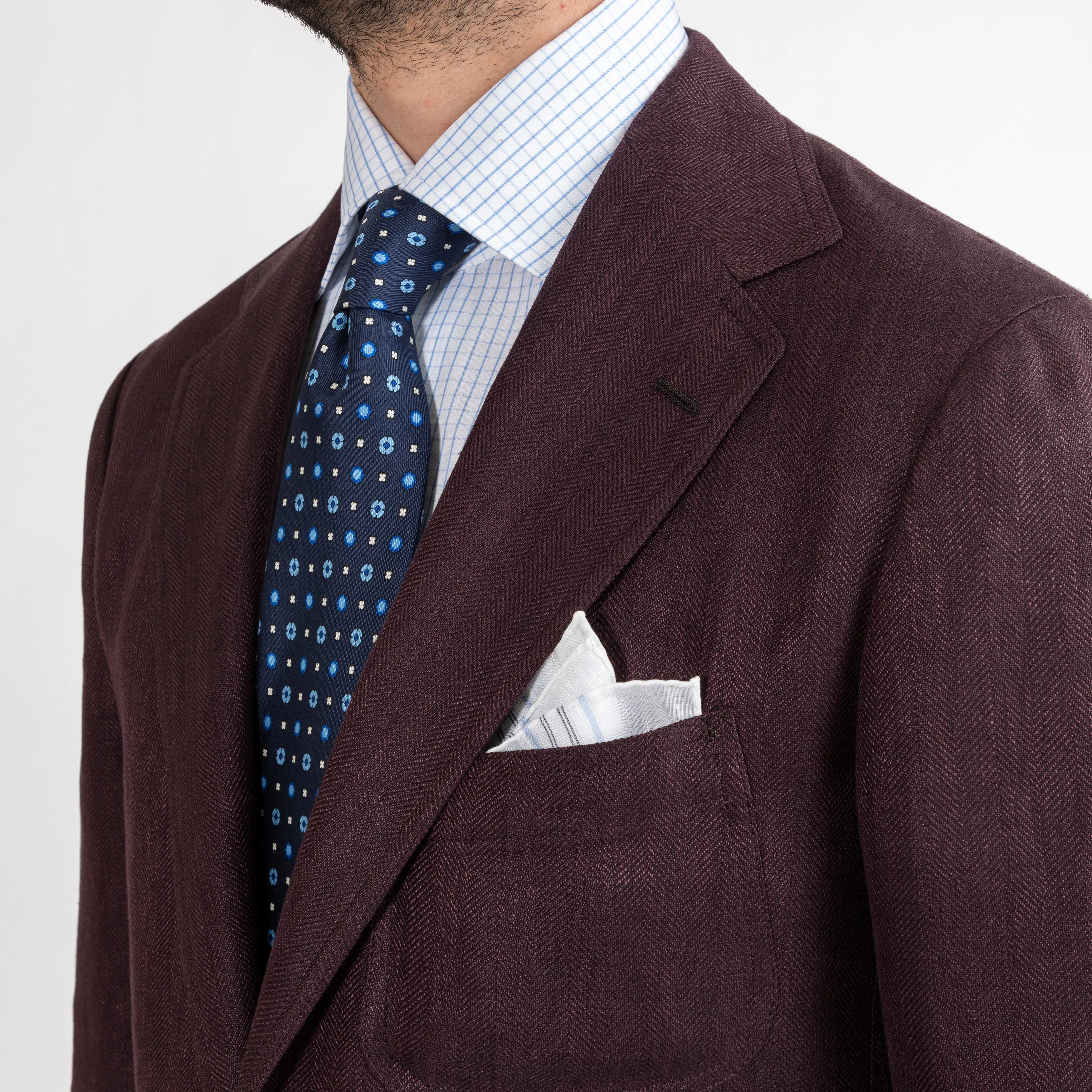 Linen/Wool/Silk Herringbone Model 12 Sport Coat