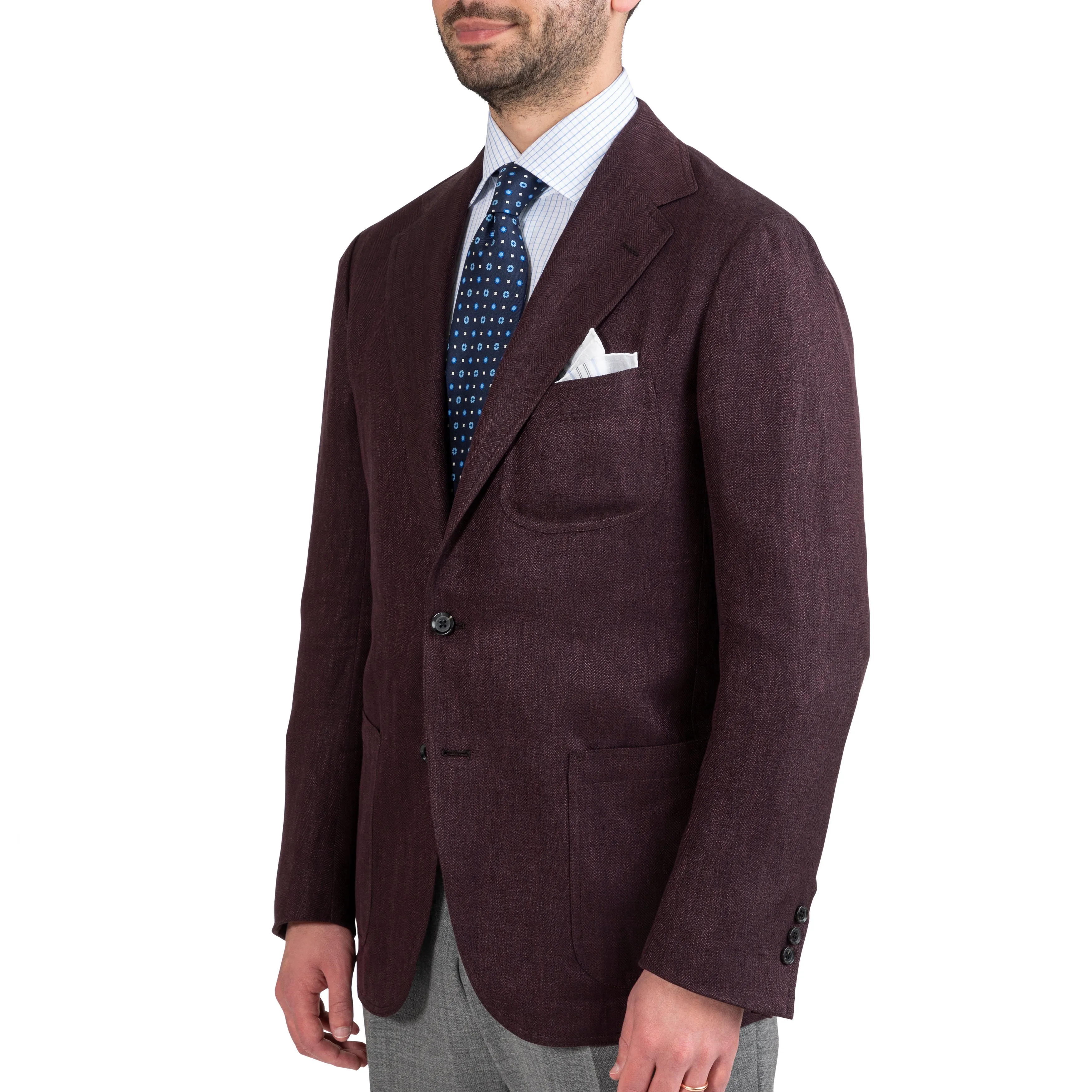 Linen/Wool/Silk Herringbone Model 12 Sport Coat