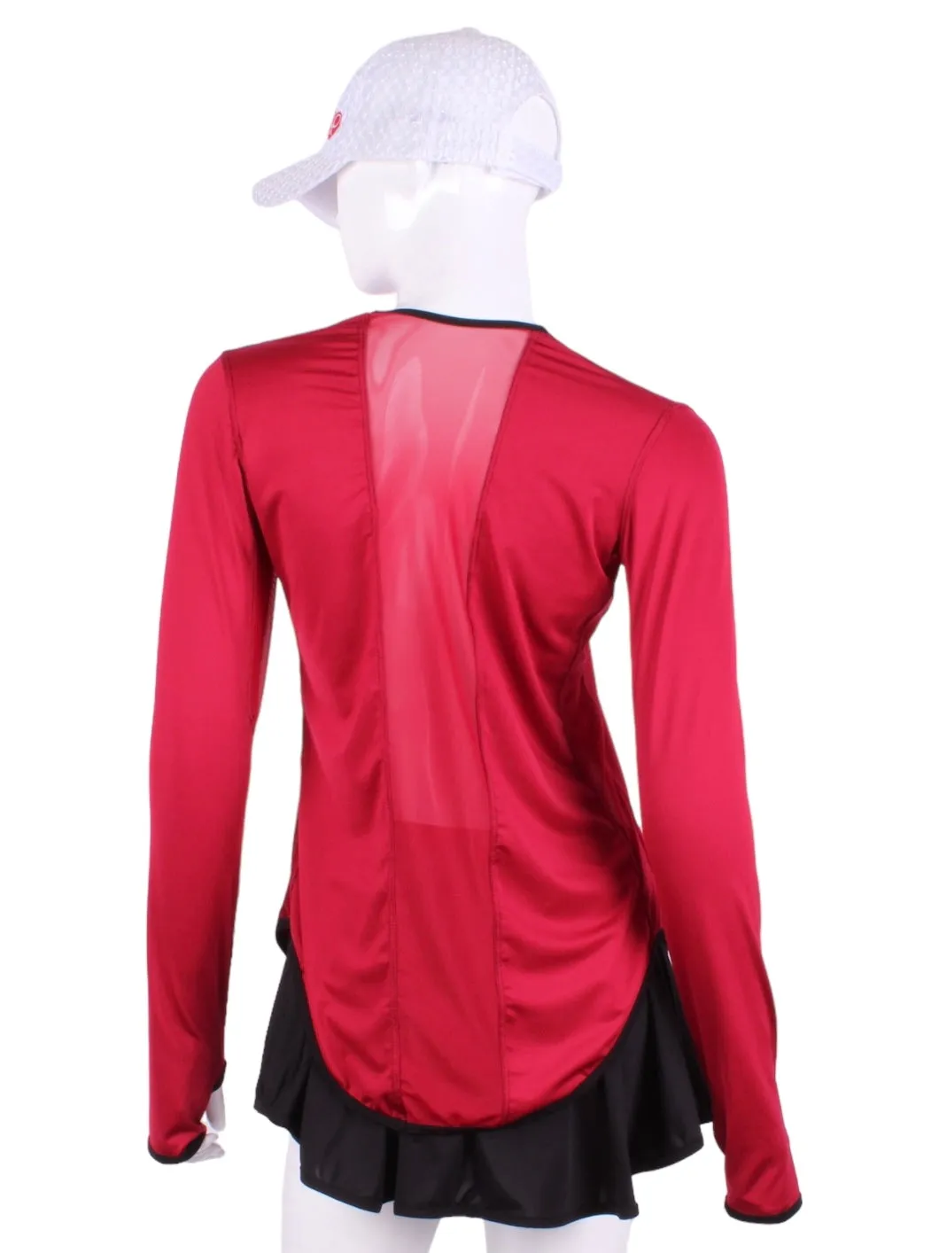 Long Sleeve Crew Soft Red w/ Red Mesh and Black Trim