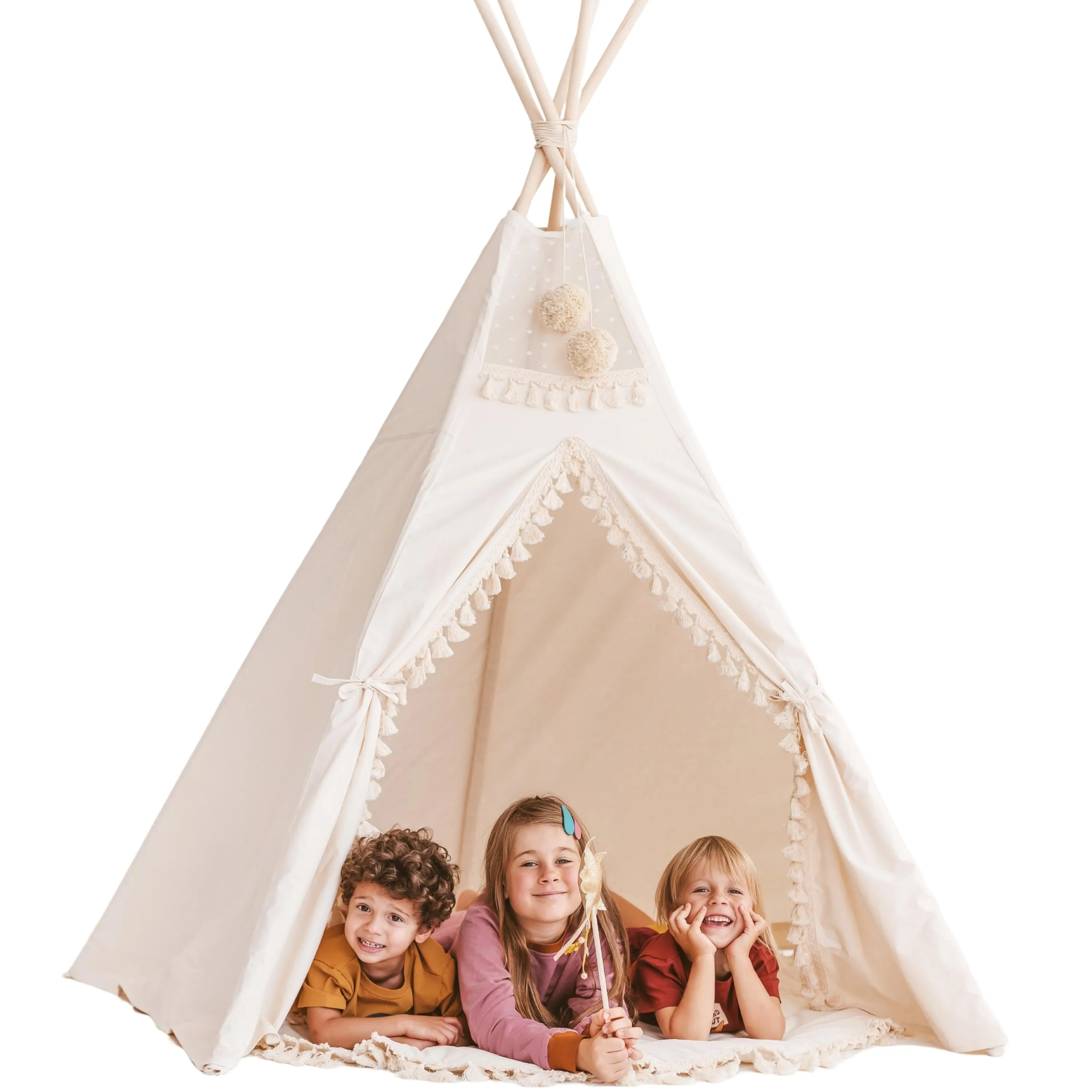 MiniCamp Boho Kids Teepee Tent with Tassels - Extra Large