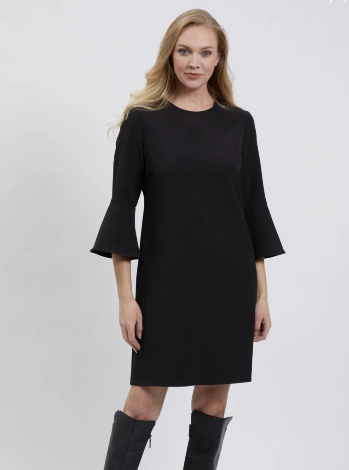 Navy Bell Sleeve Dress