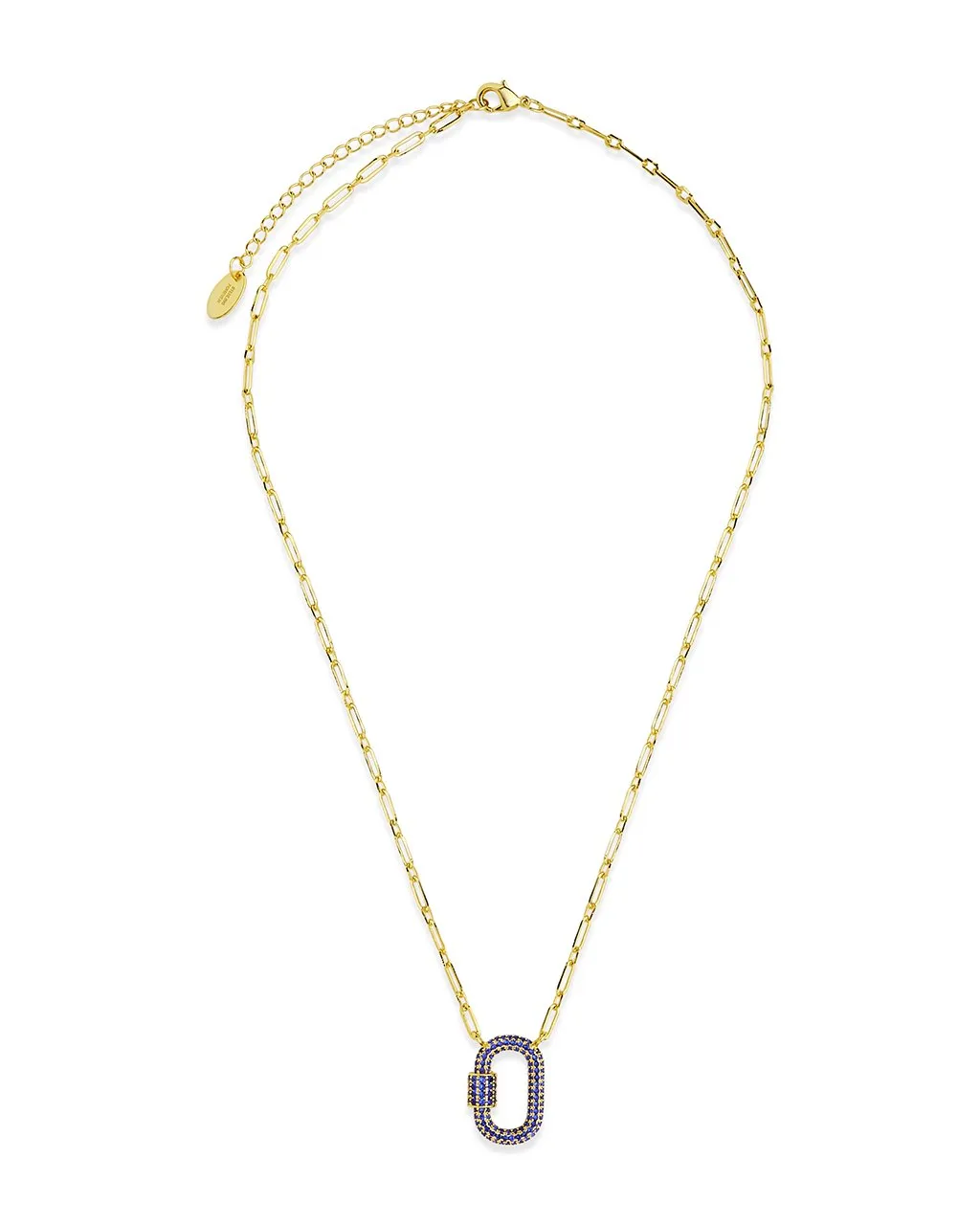 Pave CZ Carabiner Lock Necklace