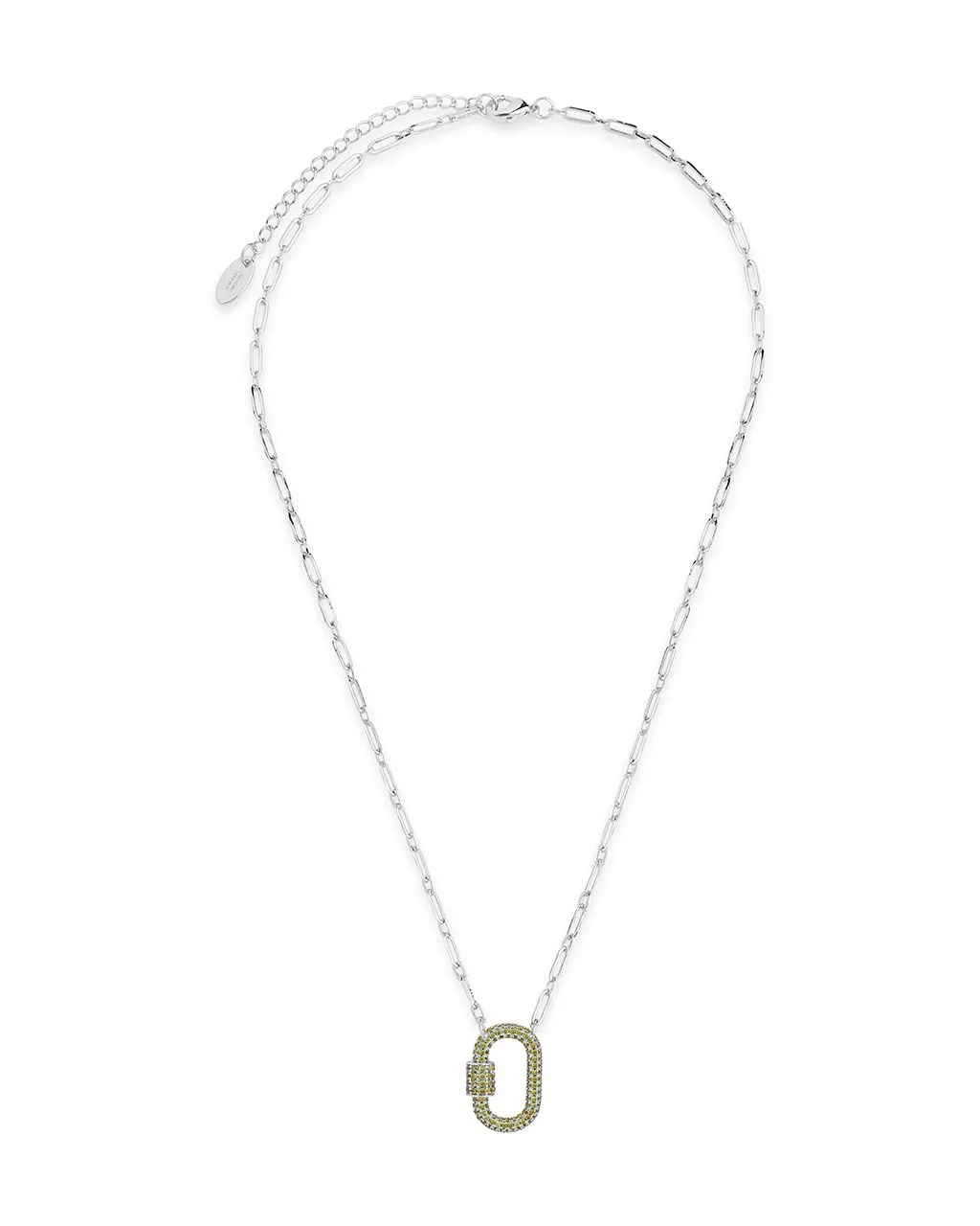 Pave CZ Carabiner Lock Necklace