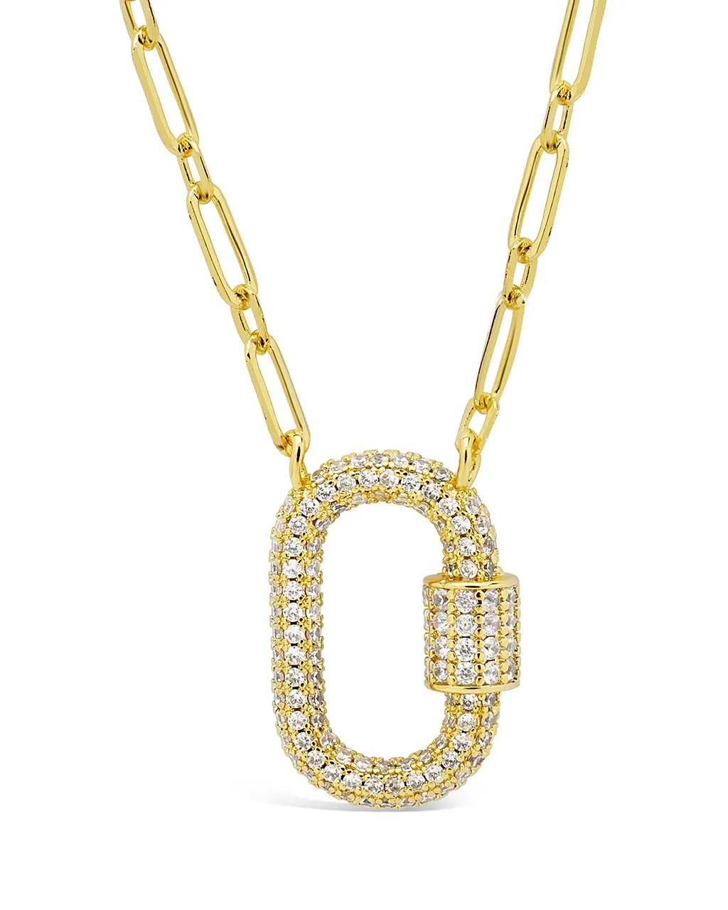 Pave CZ Carabiner Lock Necklace