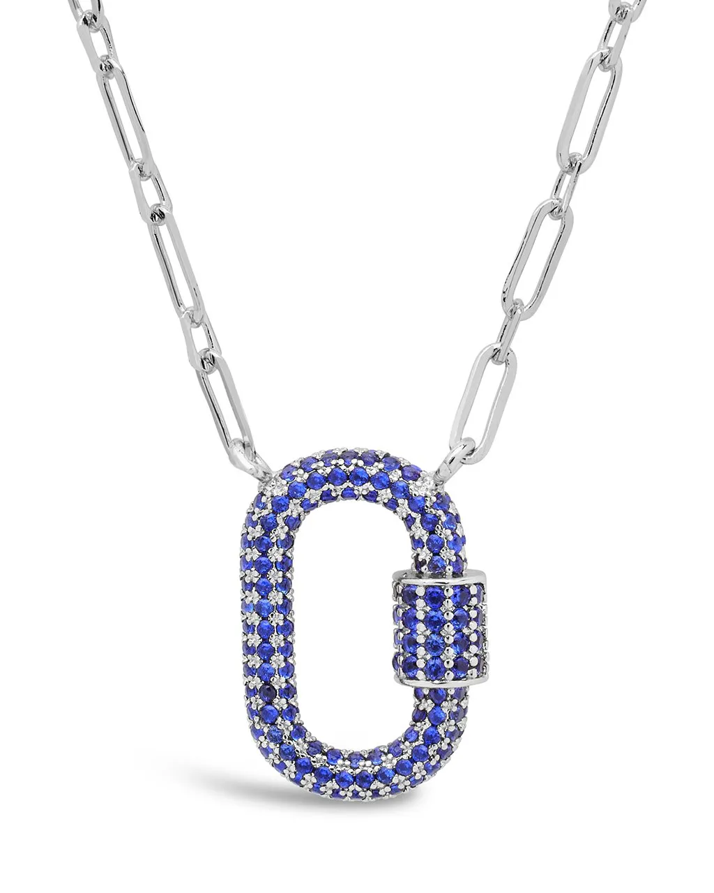 Pave CZ Carabiner Lock Necklace