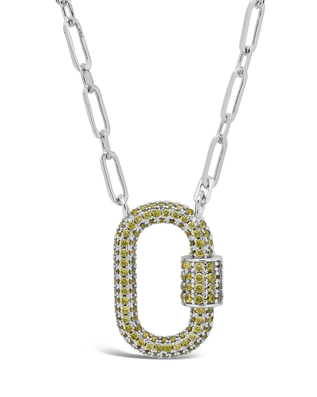 Pave CZ Carabiner Lock Necklace