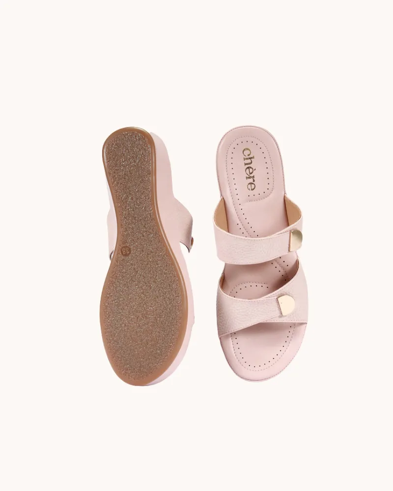 Pink Double Buckled Strap Sandals for Women