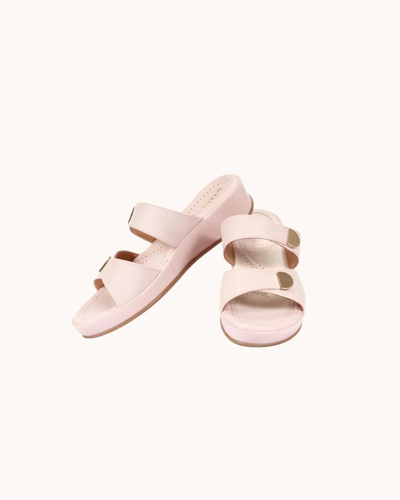 Pink Double Buckled Strap Sandals for Women