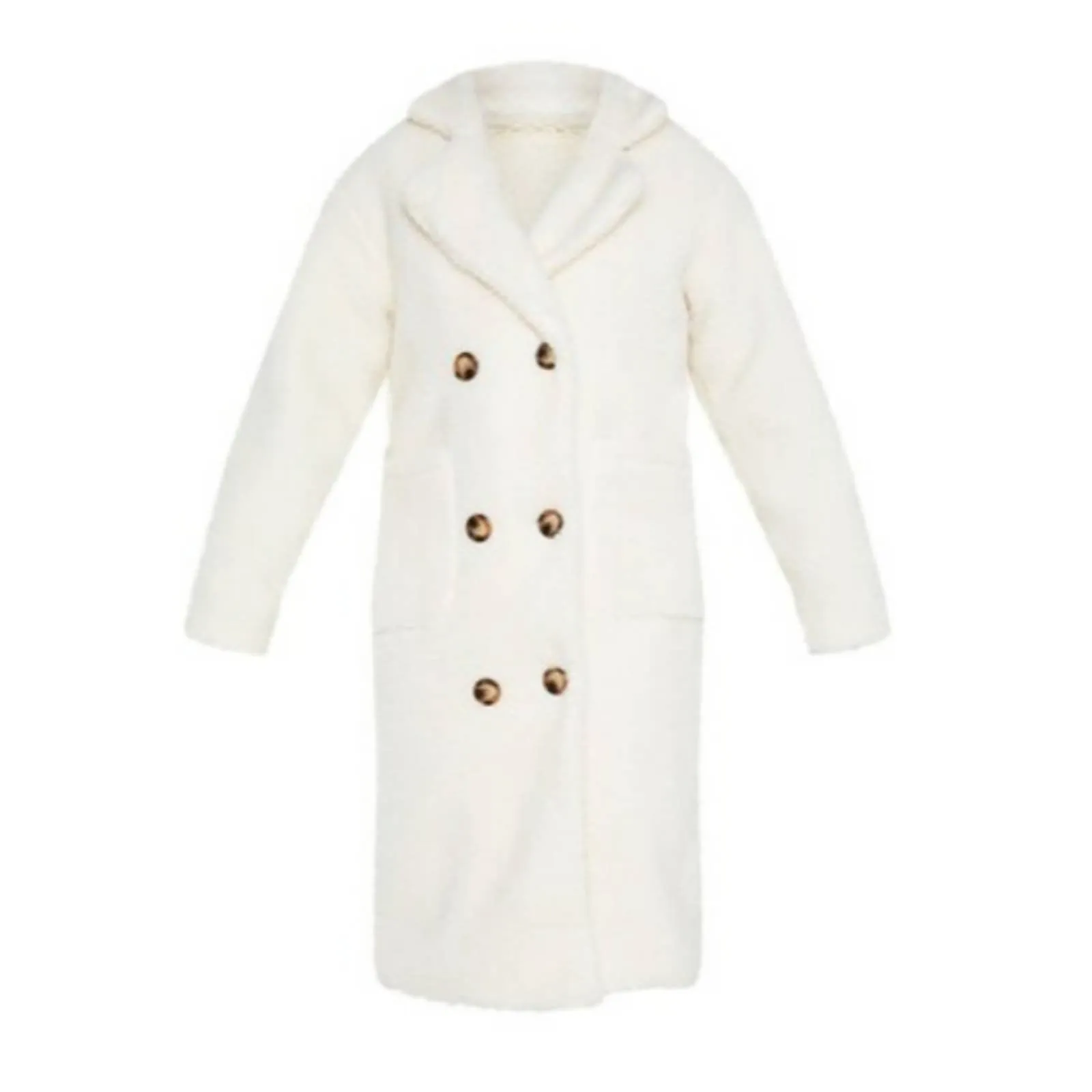 Pretty Little Thing Tall Cream Borg Midi Teddy Coat