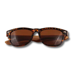 Real Zebra Wood Tortoise Frame Wanderer Sunglasses by WUDN