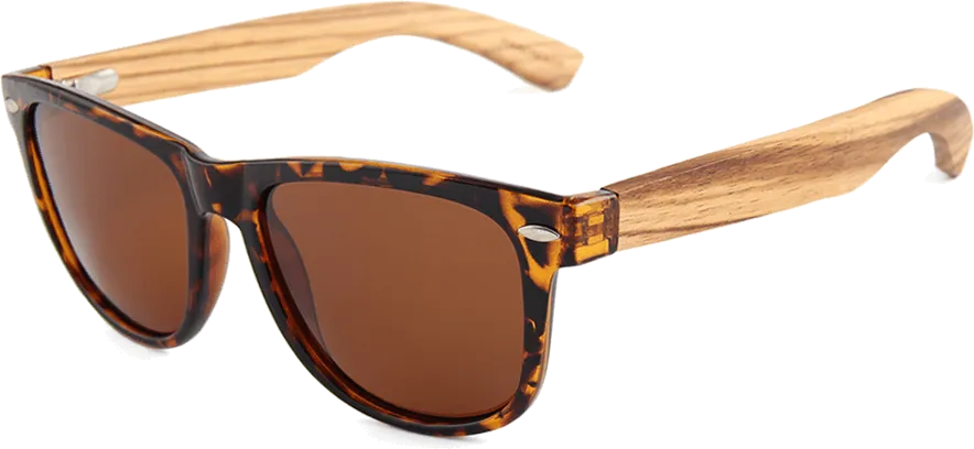 Real Zebra Wood Tortoise Frame Wanderer Sunglasses by WUDN