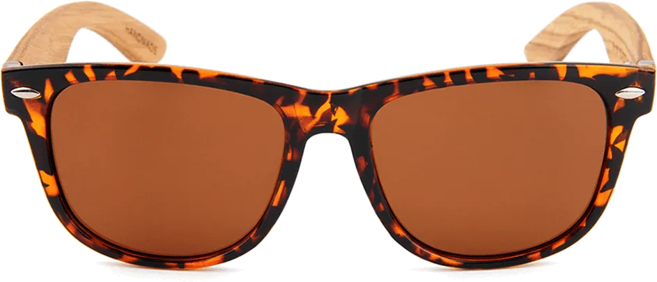 Real Zebra Wood Tortoise Frame Wanderer Sunglasses by WUDN