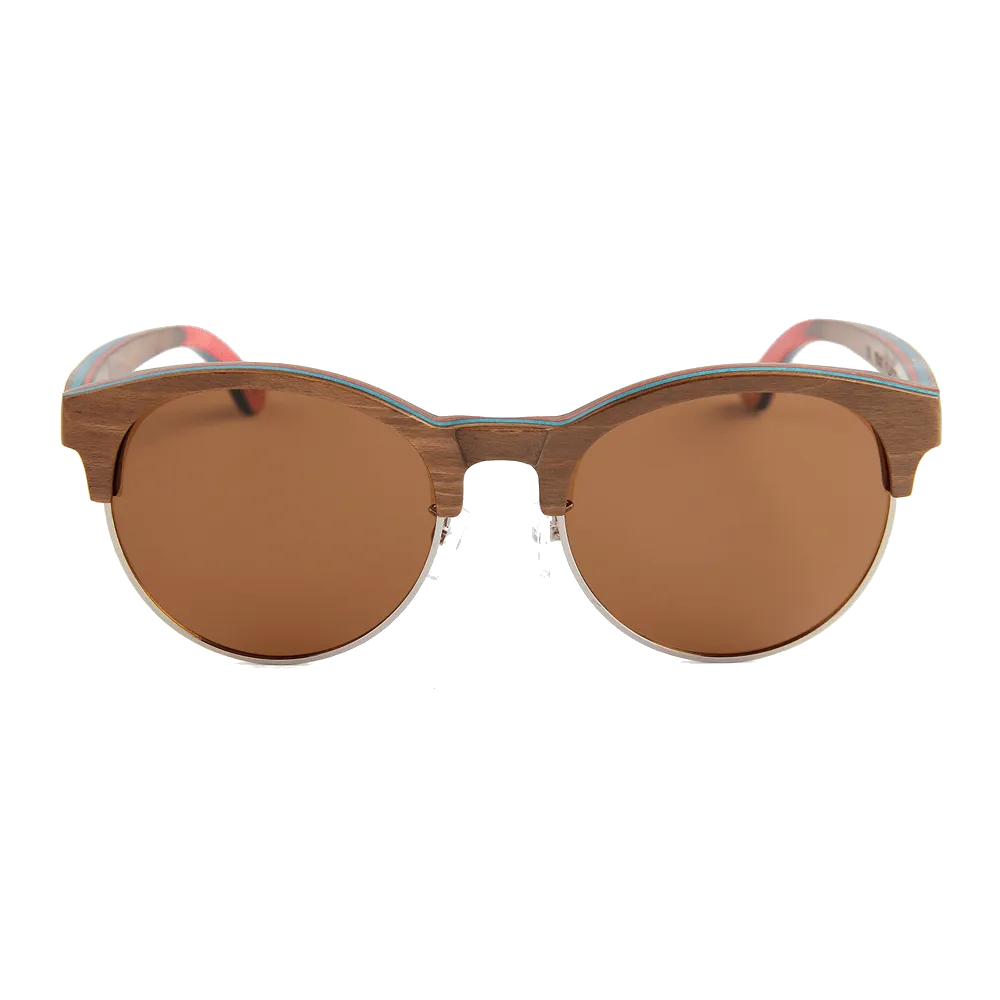 Recycled Skatedeck Brown 1/2 Wood Handrail Sunglasses by WUDN