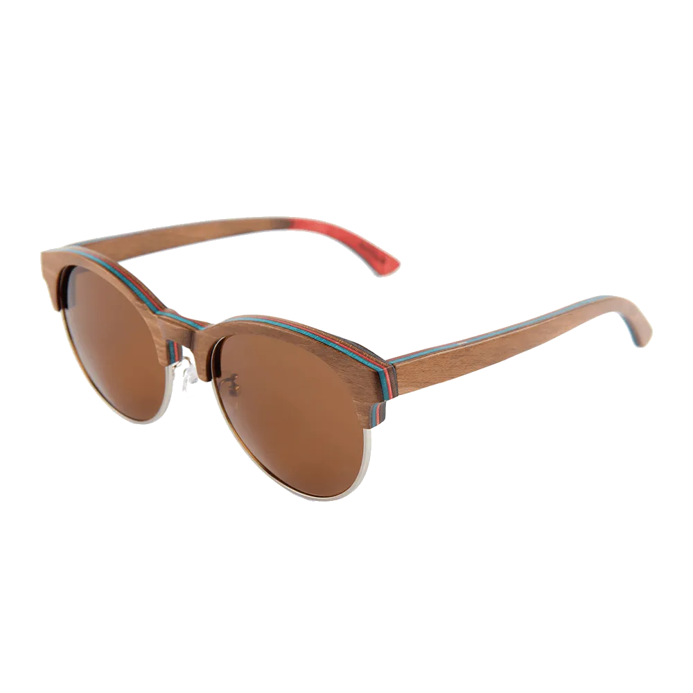 Recycled Skatedeck Brown 1/2 Wood Handrail Sunglasses by WUDN