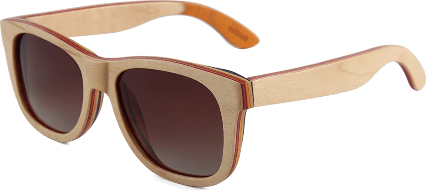 Recycled Skatedeck Kickflip Natural Sunglasses by WUDN