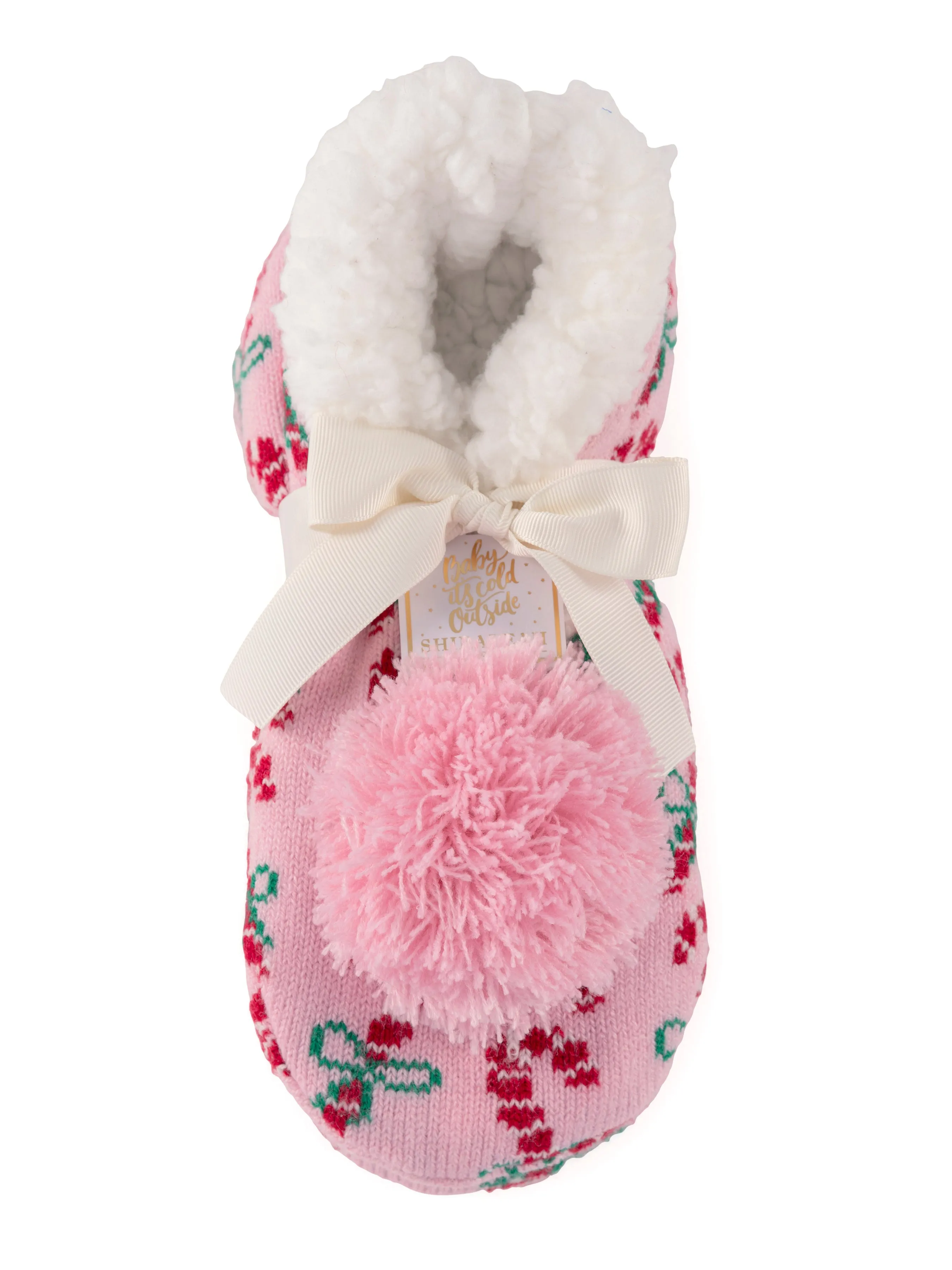 Shiraleah Arya Candy Cane Slippers, Pink