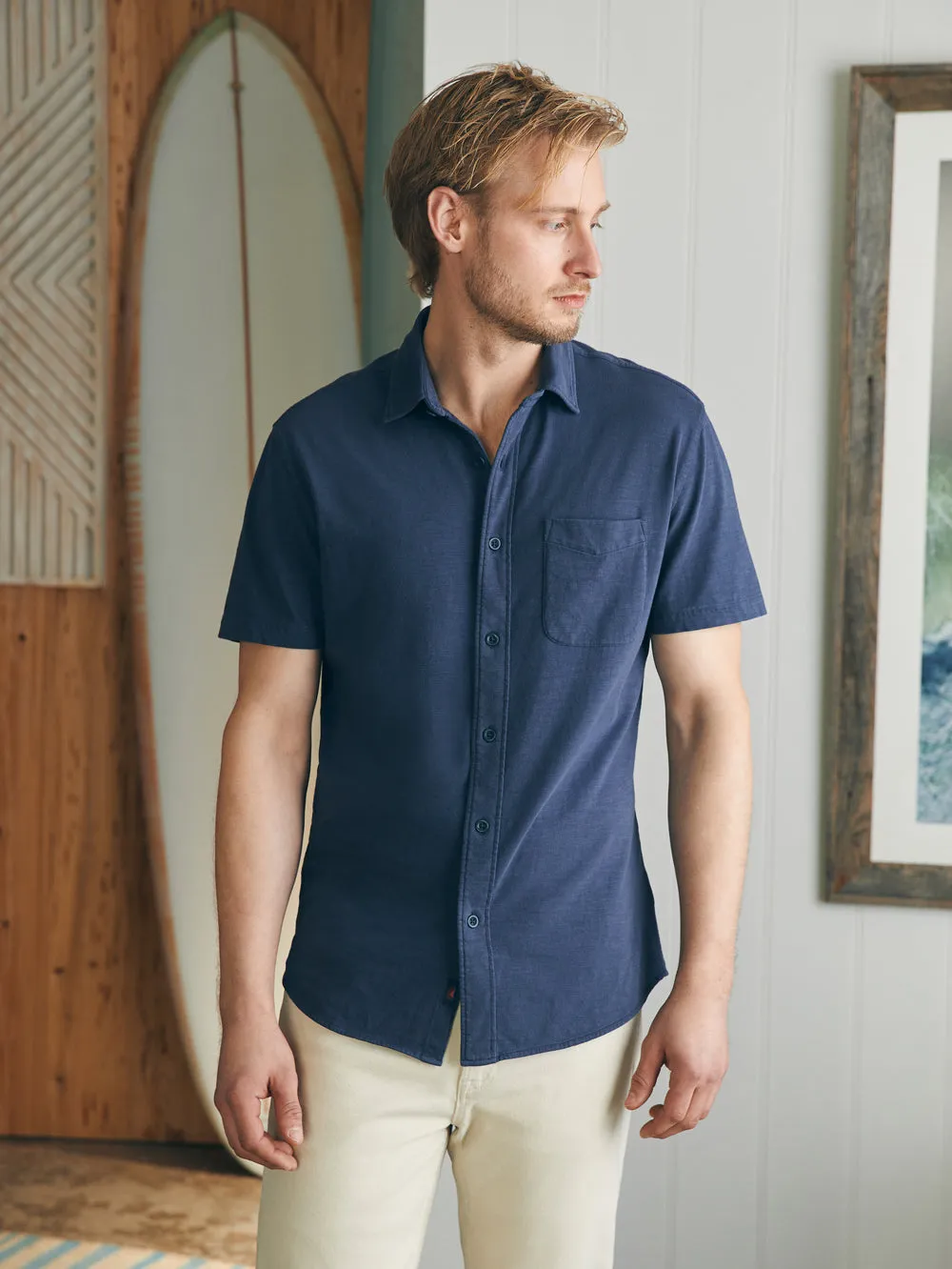 Short-Sleeve Sunwashed Knit Shirt