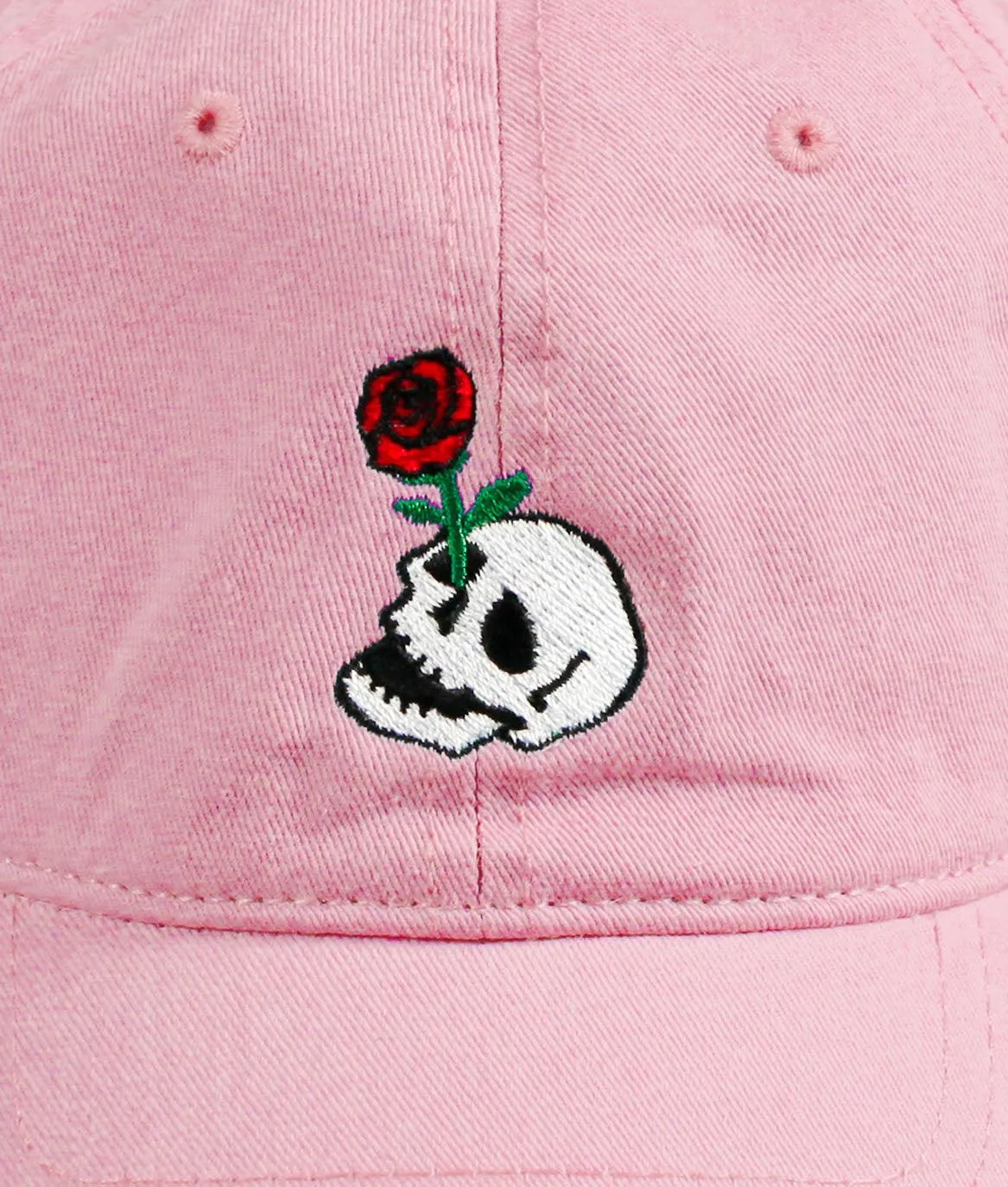 Skull Rose Embroidered Womens Dad Hat