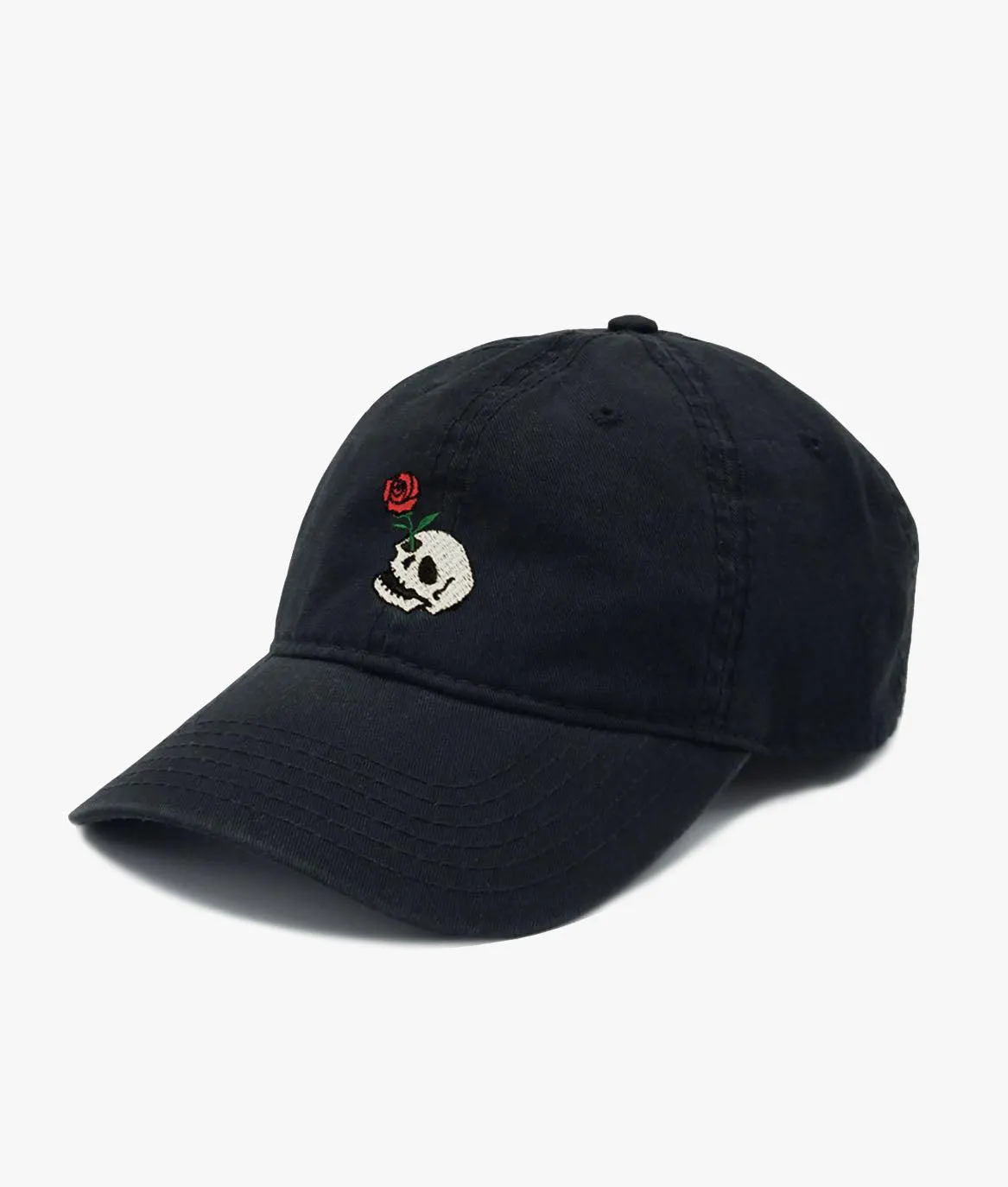 Skull Rose Embroidered Womens Dad Hat