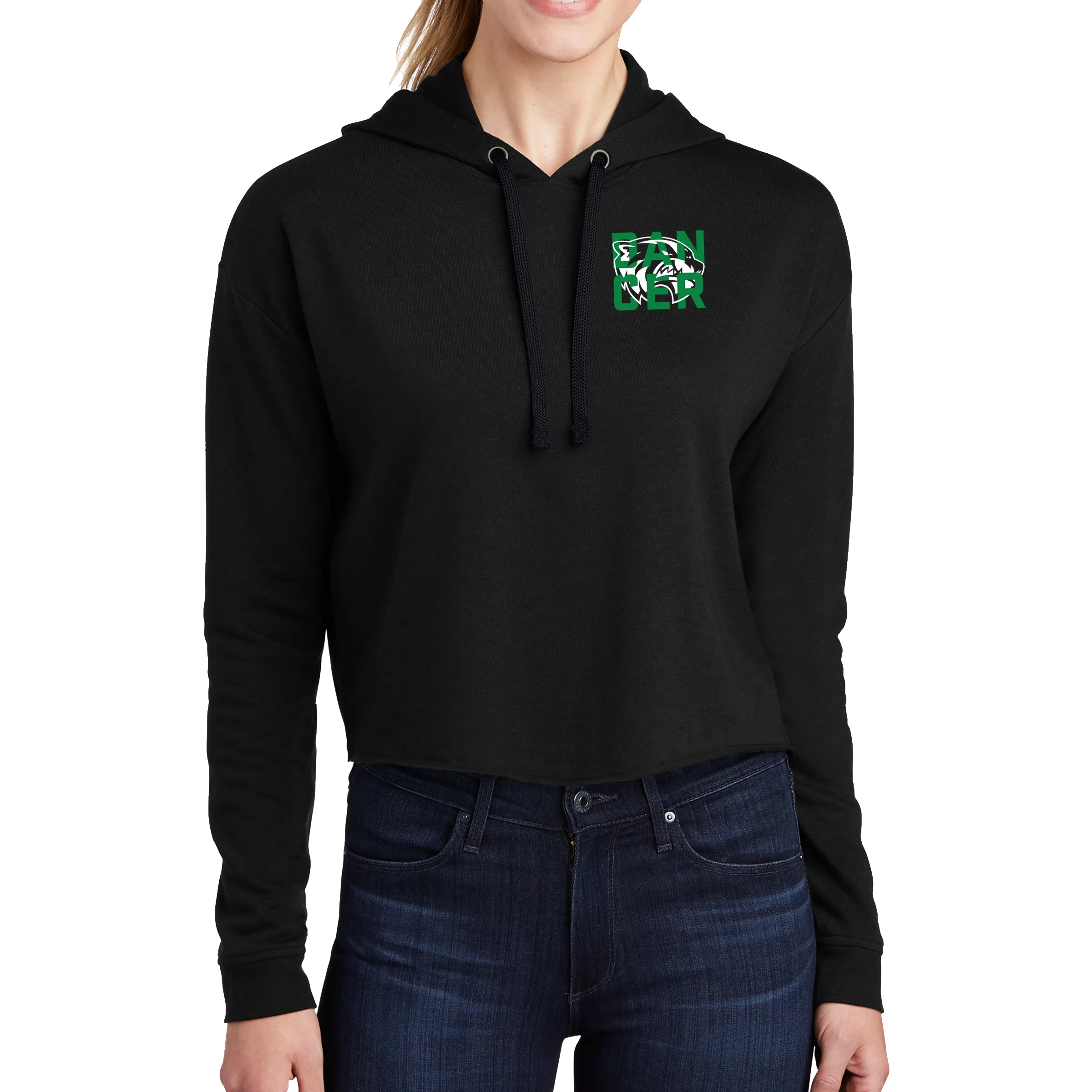 Sport-Tek Ladies PosiCharge Tri-Blend Wicking Fleece Crop Hooded Pullover - Wolverine Dancer Sm