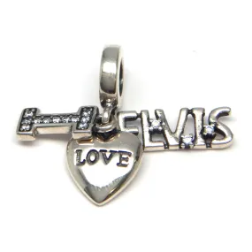 Sterling Silver I Heart Elvis Dangle Charm