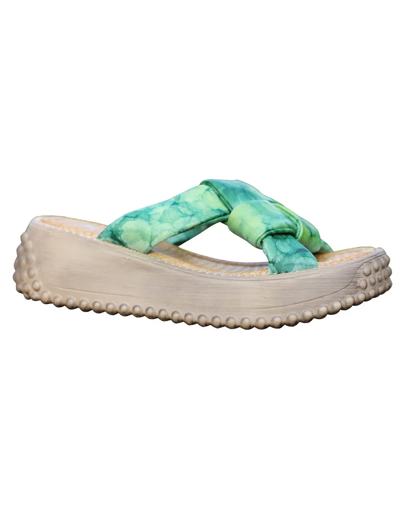 Summer Platform Green Slippers