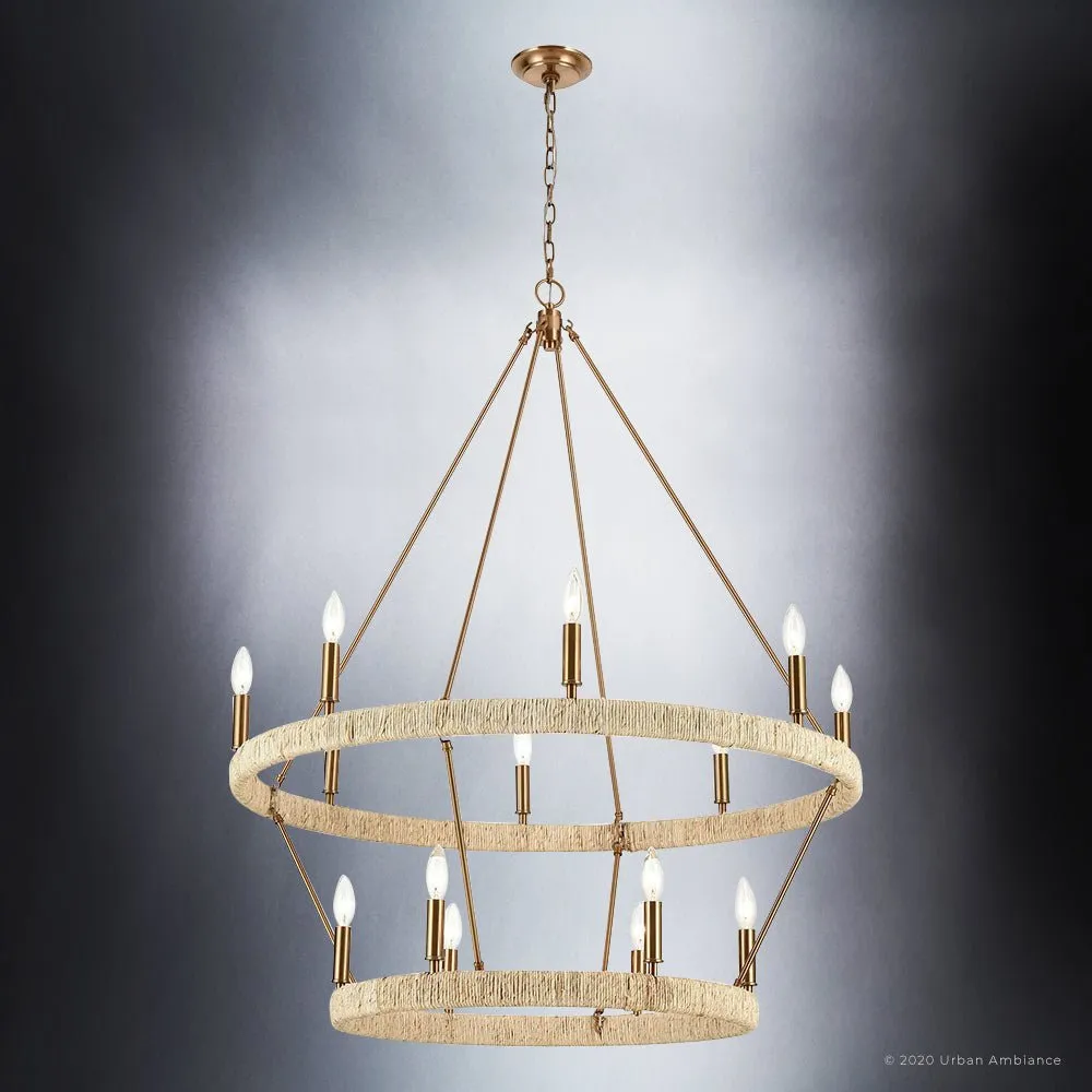 UEX2082 Bohemian Chandelier 46''H x 36''W, Satin Brass Finish, Rutherford Collection