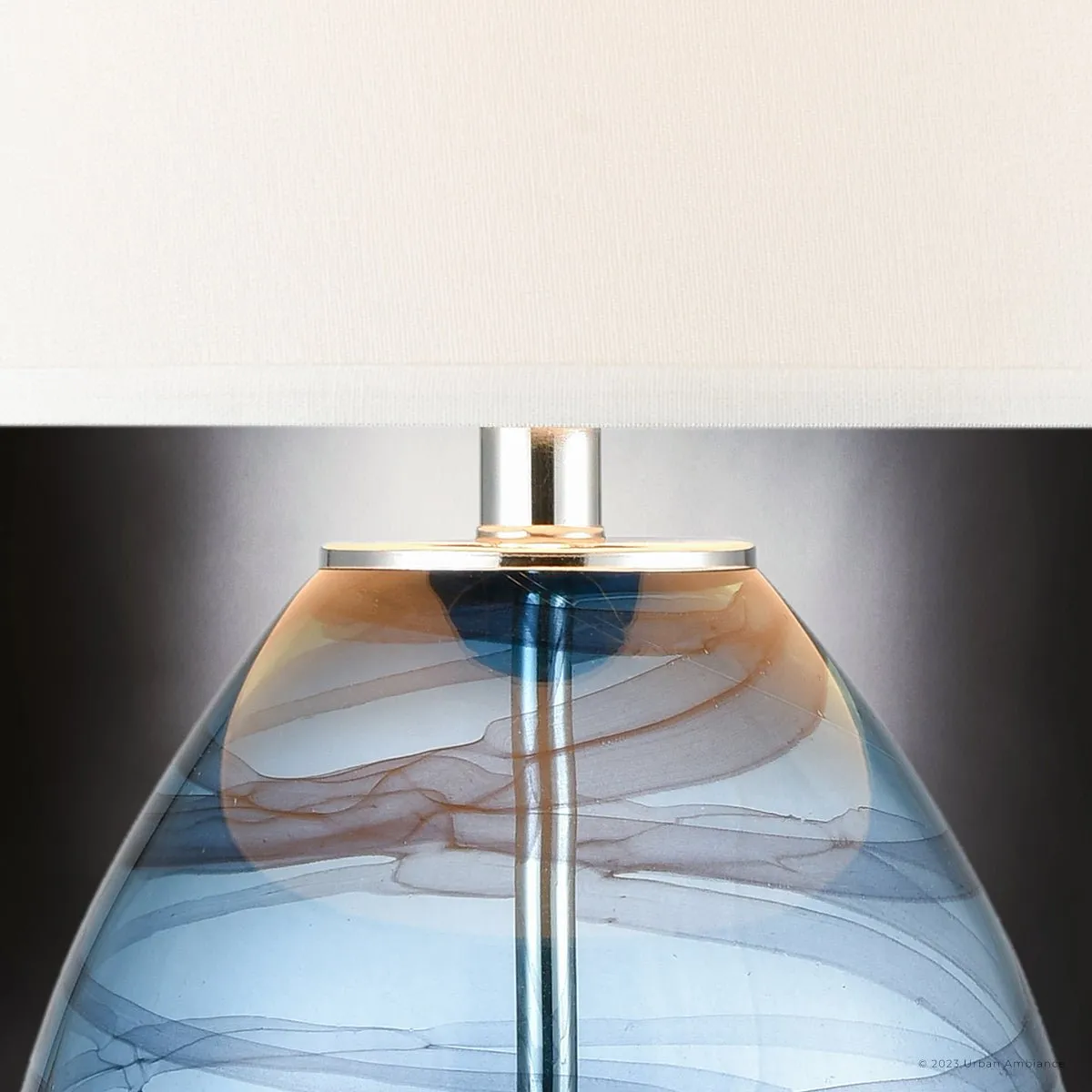 UEX7100 Nautical Table Lamp 15''W x 15''D x 25''H, Clear Blue and White Finish, Decorah Collection