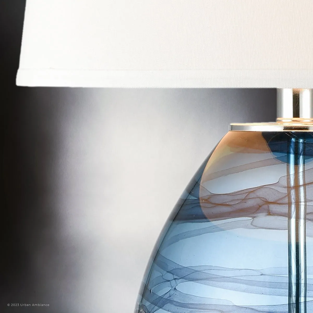 UEX7100 Nautical Table Lamp 15''W x 15''D x 25''H, Clear Blue and White Finish, Decorah Collection